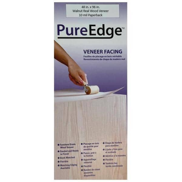 PureEdge 48 in. x 96 in. Walnut Real Wood Veneer with 10 Mil Paperback, Brown