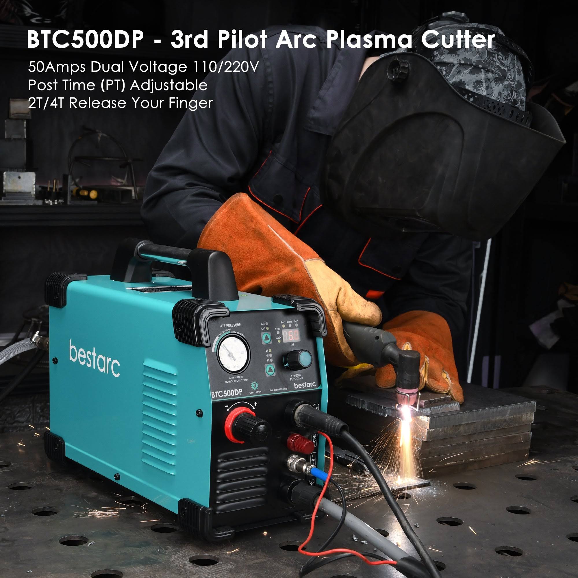 bestarc Plasma Cutter, Pilot Arc BTC500DP 3rd Generation 50Amps Dual Voltage 110/220V Digital Plasma Cutting Machine (BTC500DP 3Gen 110/220)