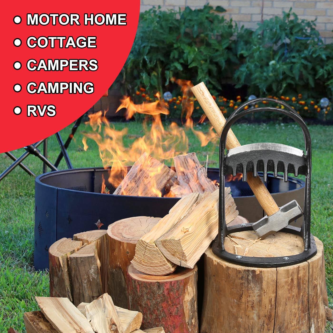 Generic Wood Splitter Manual Kindling Splitter Portable Log Splitter, Wedge Made from Cast Steel, No Axe, Black