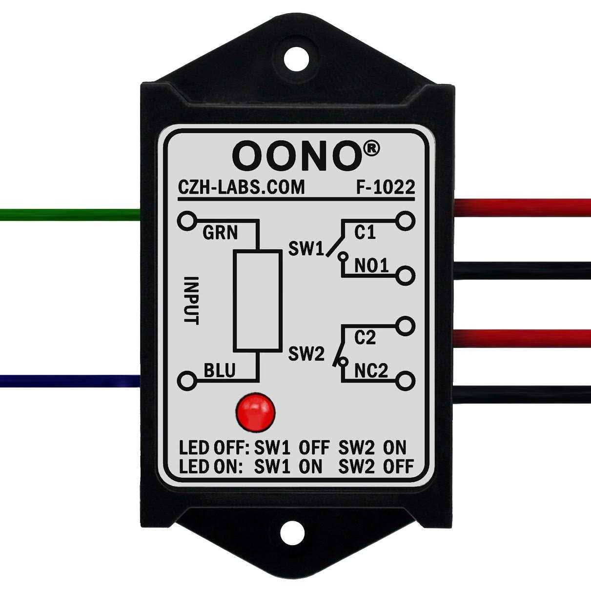 OONO DPST 1NO 1NC 8AMP Power Relay Module, AC/DC 12V Control Voltage