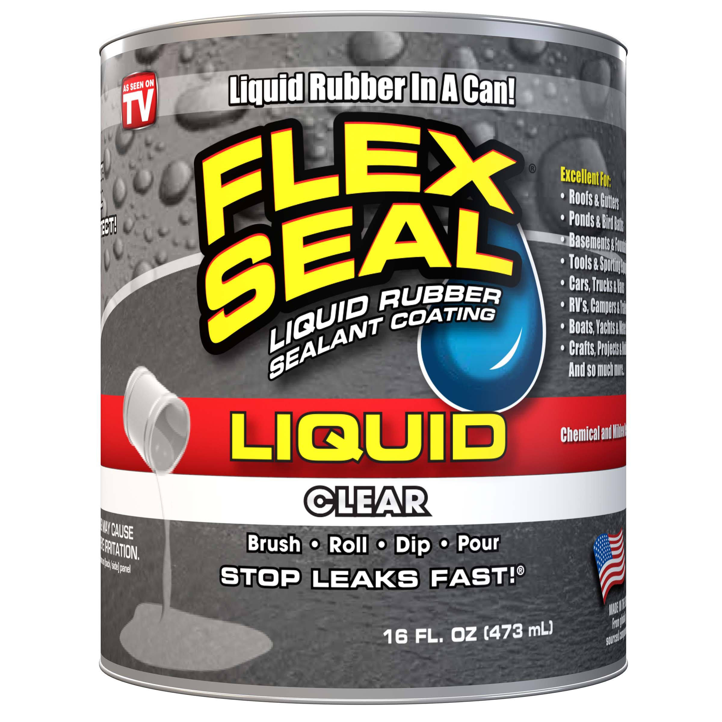 Flex Seal Liquid Rubber, Clear- 16 fl oz can