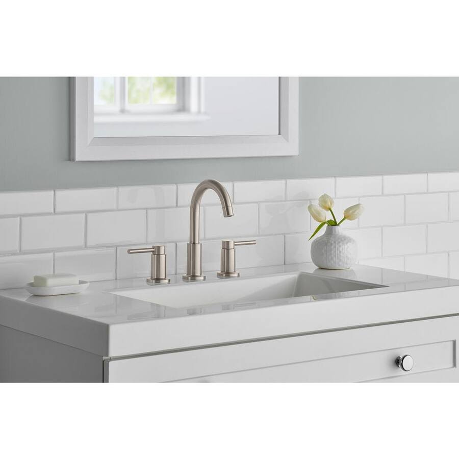 Glacier Bay Dorind 8 in. Widespread Double-Handle High-Arc Bathroom Faucet in Brushed Nickel