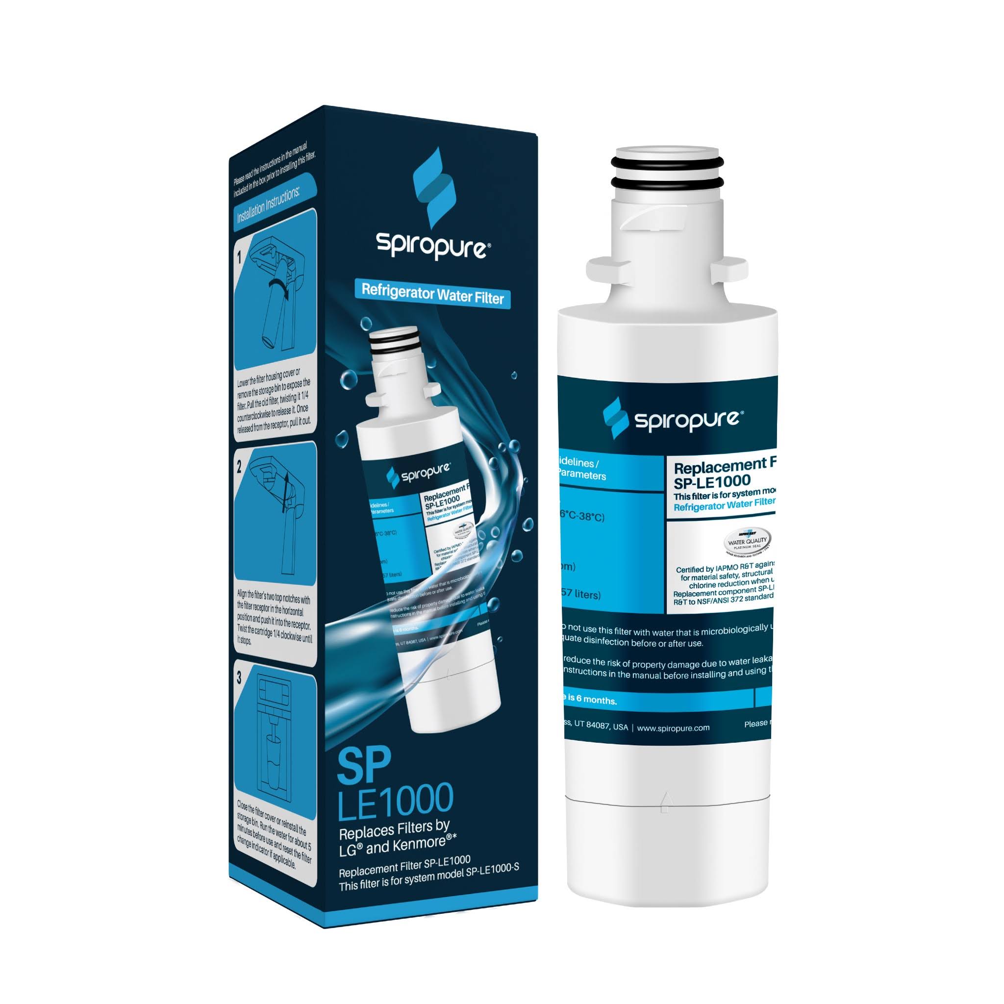 SpiroPure SP-LE1000 NSF Certified Refrigerator Water Filter Replacement for LT1000P, ADQ747935, MDJ64844601, 9980, ADQ74793501, ADQ74793502, 46-9980