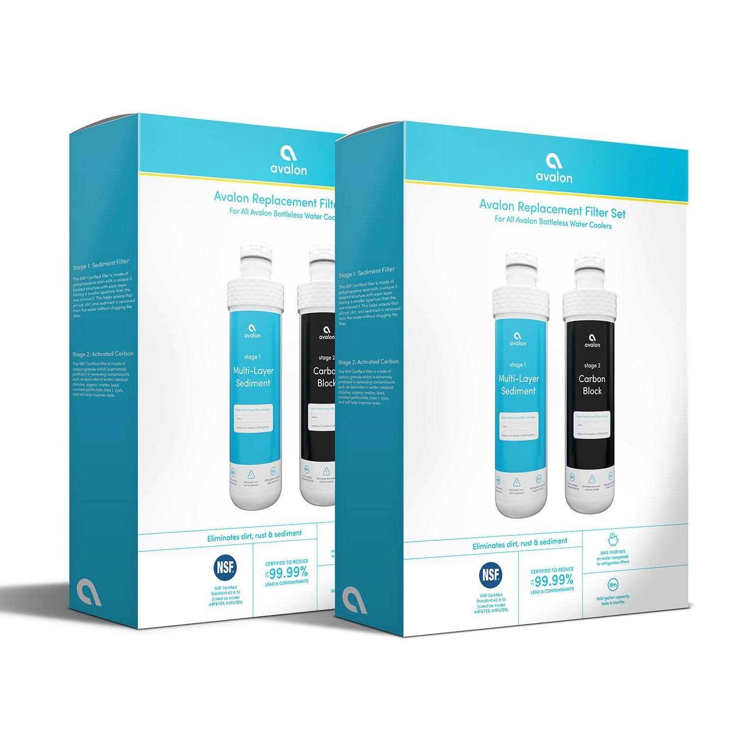 Avalon 2 Stage Replacement Filters for Avalon Branded Bottleless Water Coolers, NSF Certified, 1500 Gallons