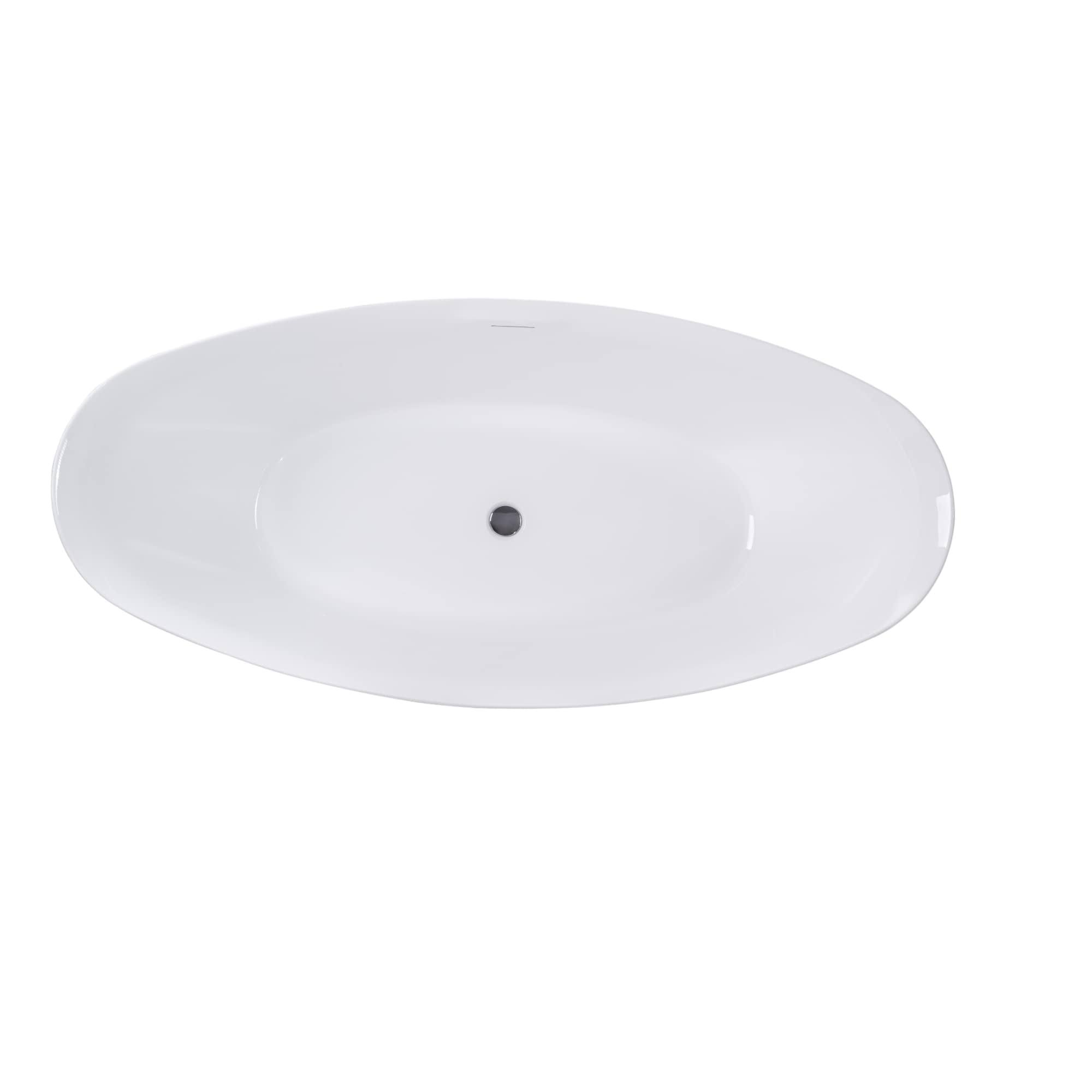 Vanity Art White Acrylic 71-Inch Freestanding Soaking Bathtub- VA6807