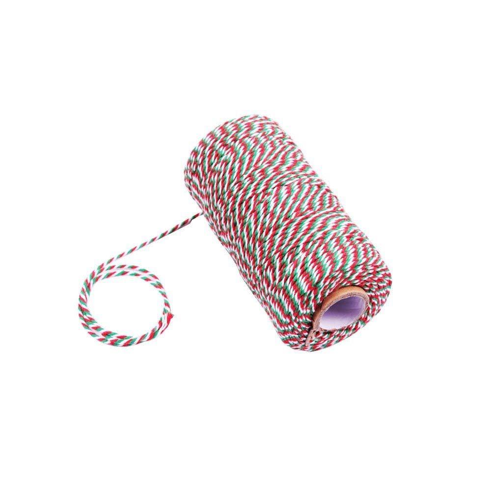 KINGLAKE Cotton Twine StringChristmas Gift Wrapping TwineCotton Bakers Twine Arts Crafts Twine328 Feet Red Green and White String Durable Packing Holiday Twine