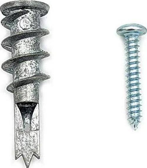 CONFAST Zinc Self-Drilling Drywall / Hollow-Wall Anchor Kit with Screws 200 Pieces (100 Anchors+100 Screws) Includes #8 Anchors with Screws (Metal)