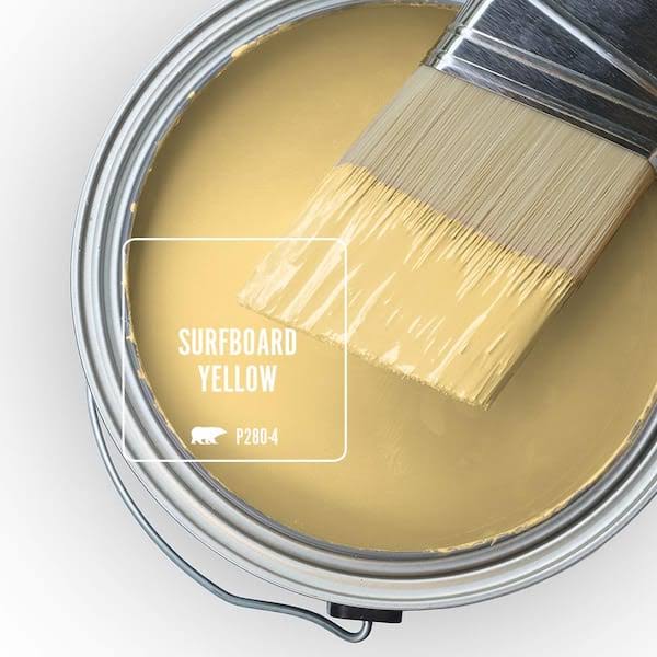 BEHR 6-1/2 in. x 6-1/2 in. #P280-4 Surfboard Yellow Matte Interior Peel and Stick Paint Color Sample Swatch