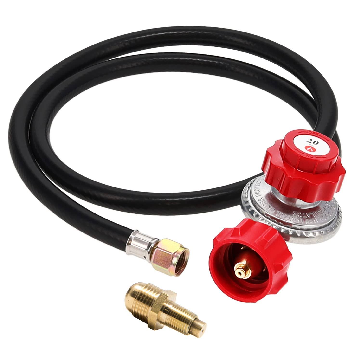 Gasone Propane Regulator- with Propane Brass Orifice 4 ft High Pressure Propane 0-20 PSI Adjustable Propane Regulator with Hose QCC-1 Type- Works