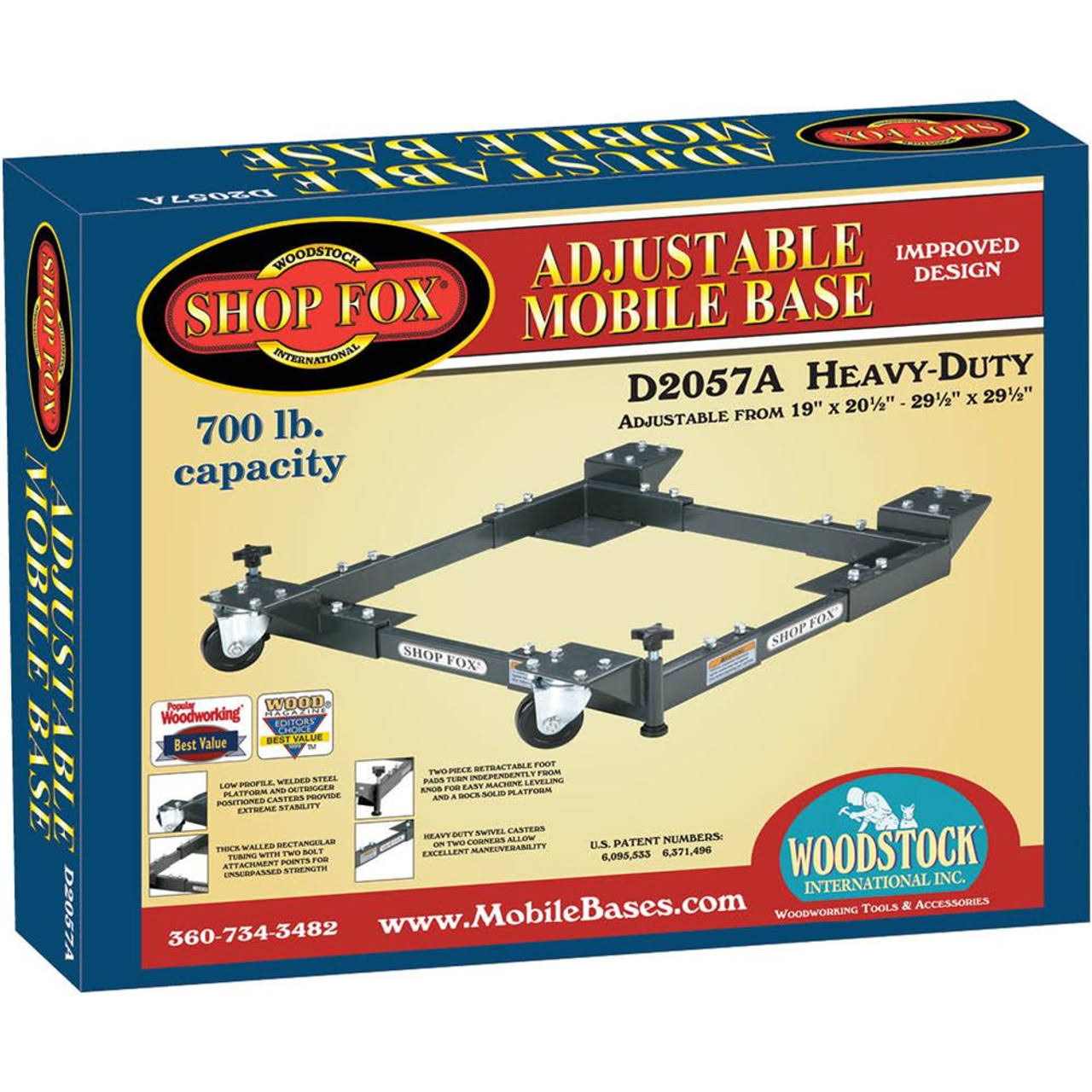 Shop Fox D2057A Adjustable Mobile Base- Heavy-Duty