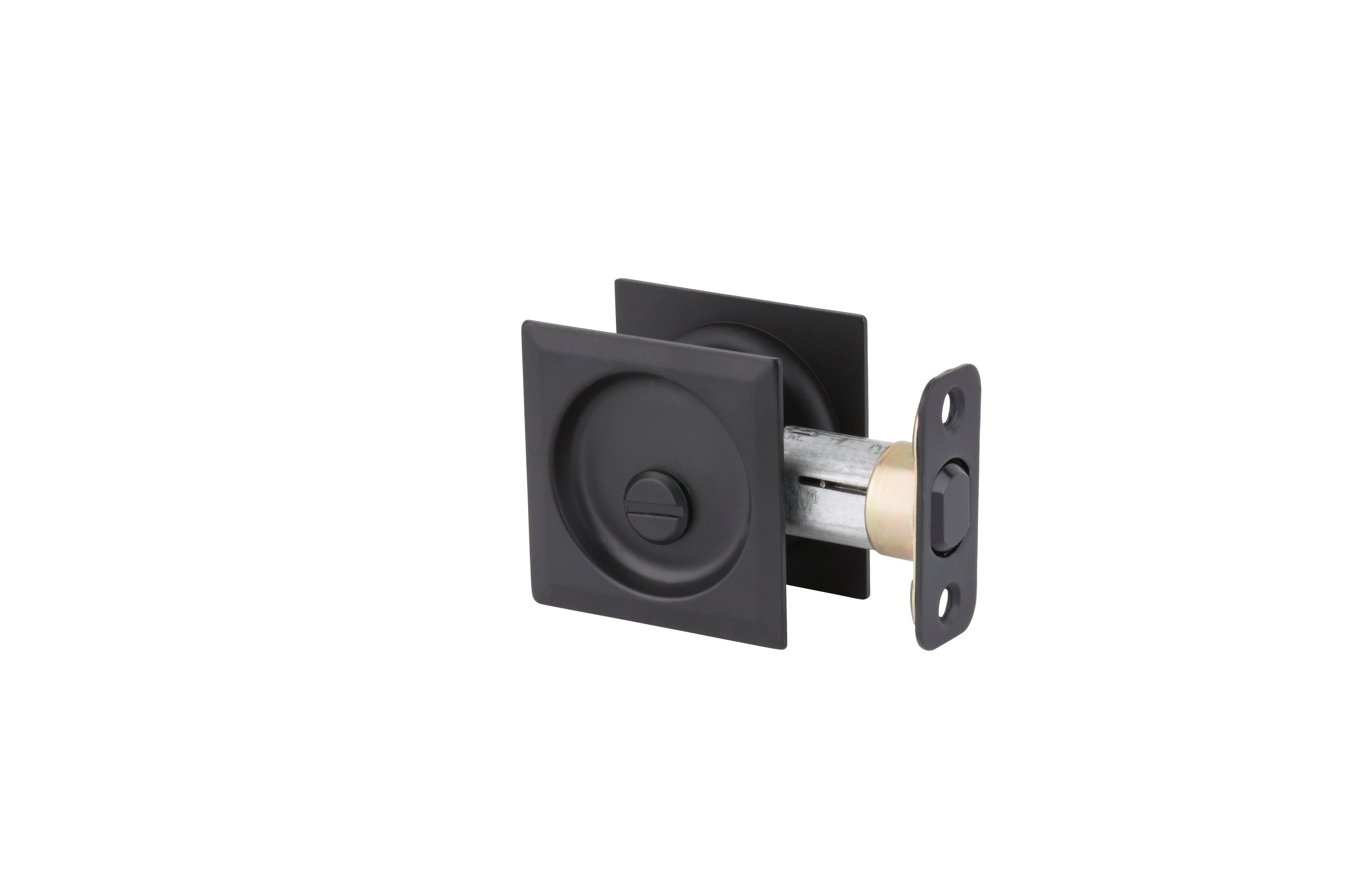 Kwikset 335SQT-514 Square Privacy Pocket Door Lock Iron Black