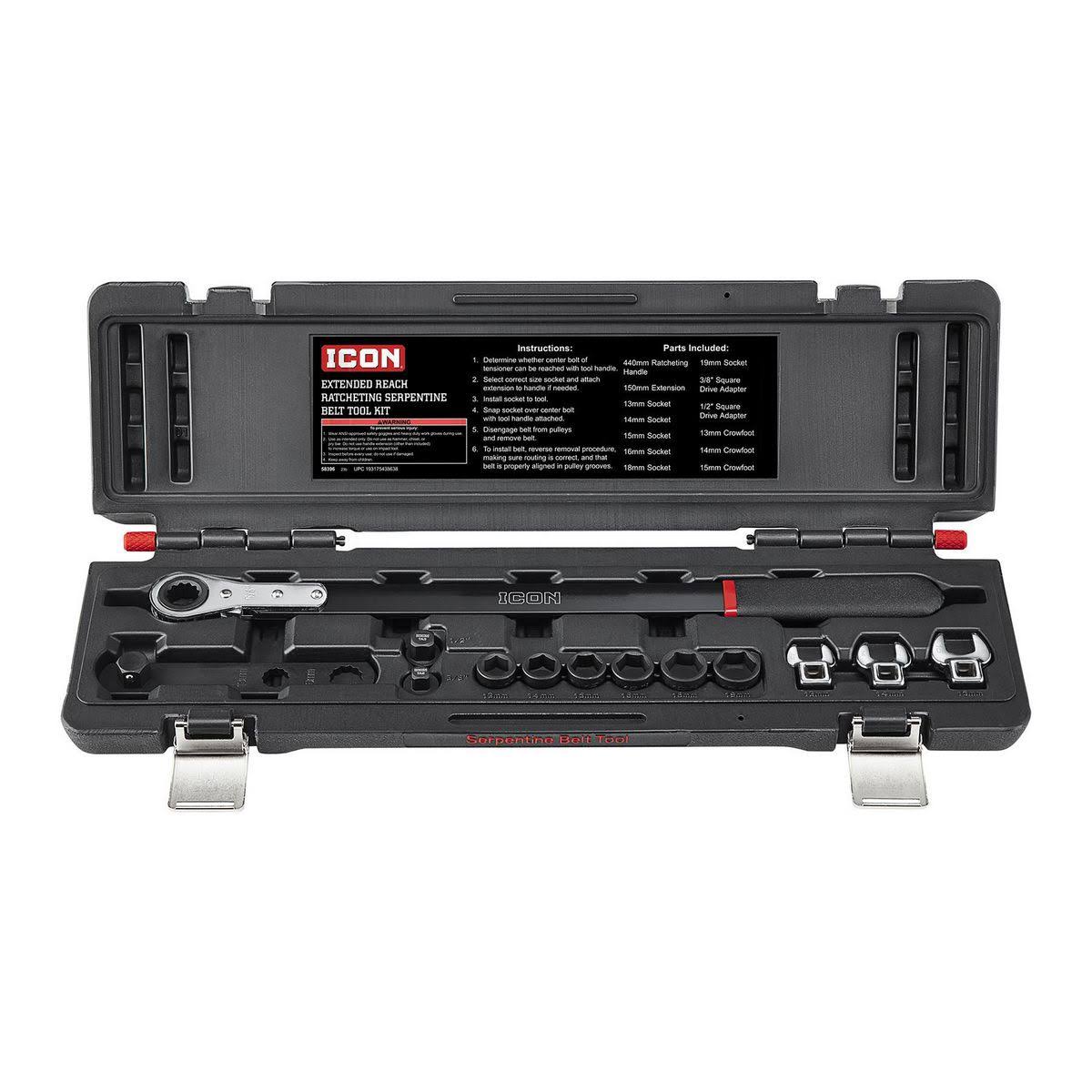 Icon Extended-Reach Ratcheting Serpentine Belt Tool Kit