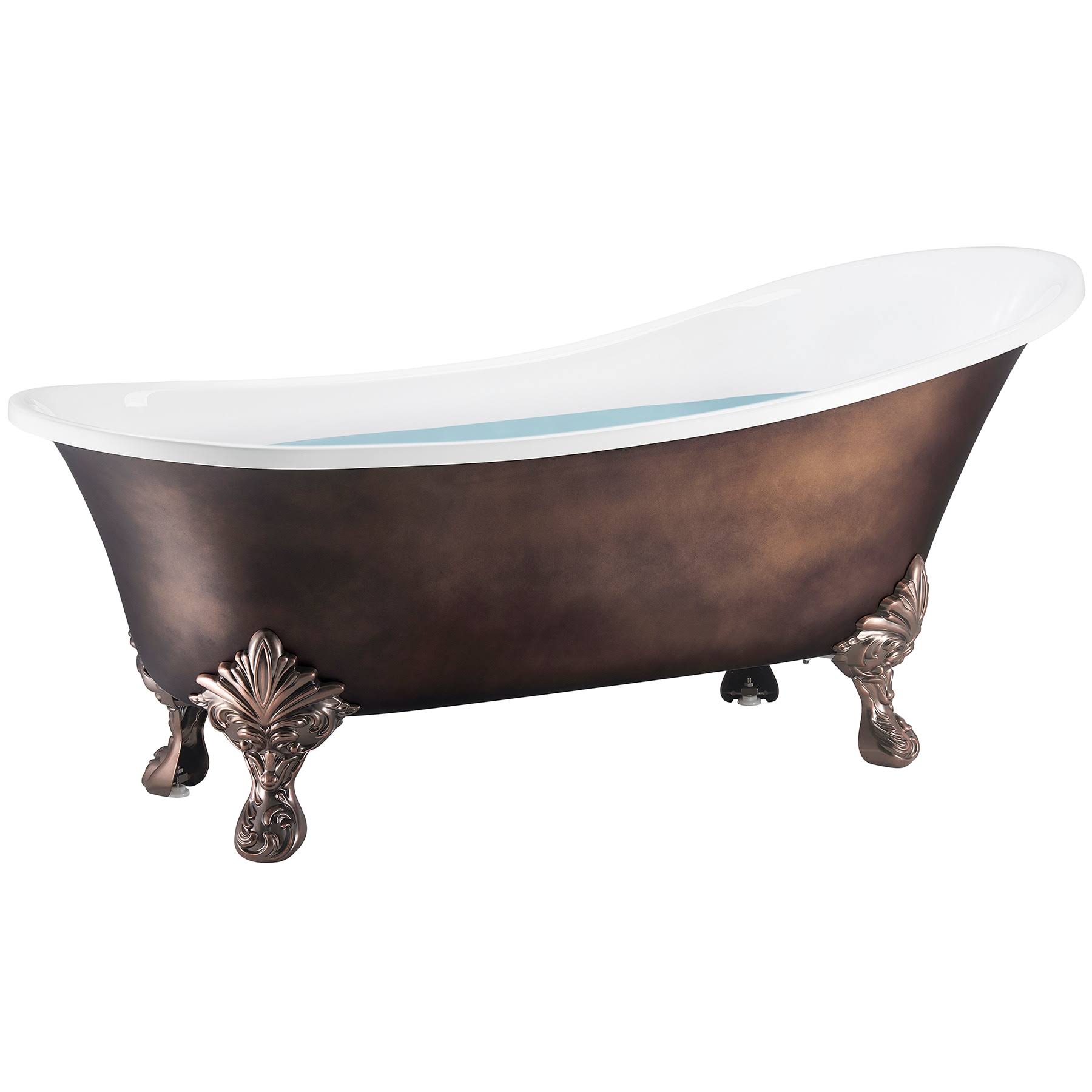 AKDY BT0316 69 inch Clawfoot Acrylic Tub- Matte Antique Brass / Matte White