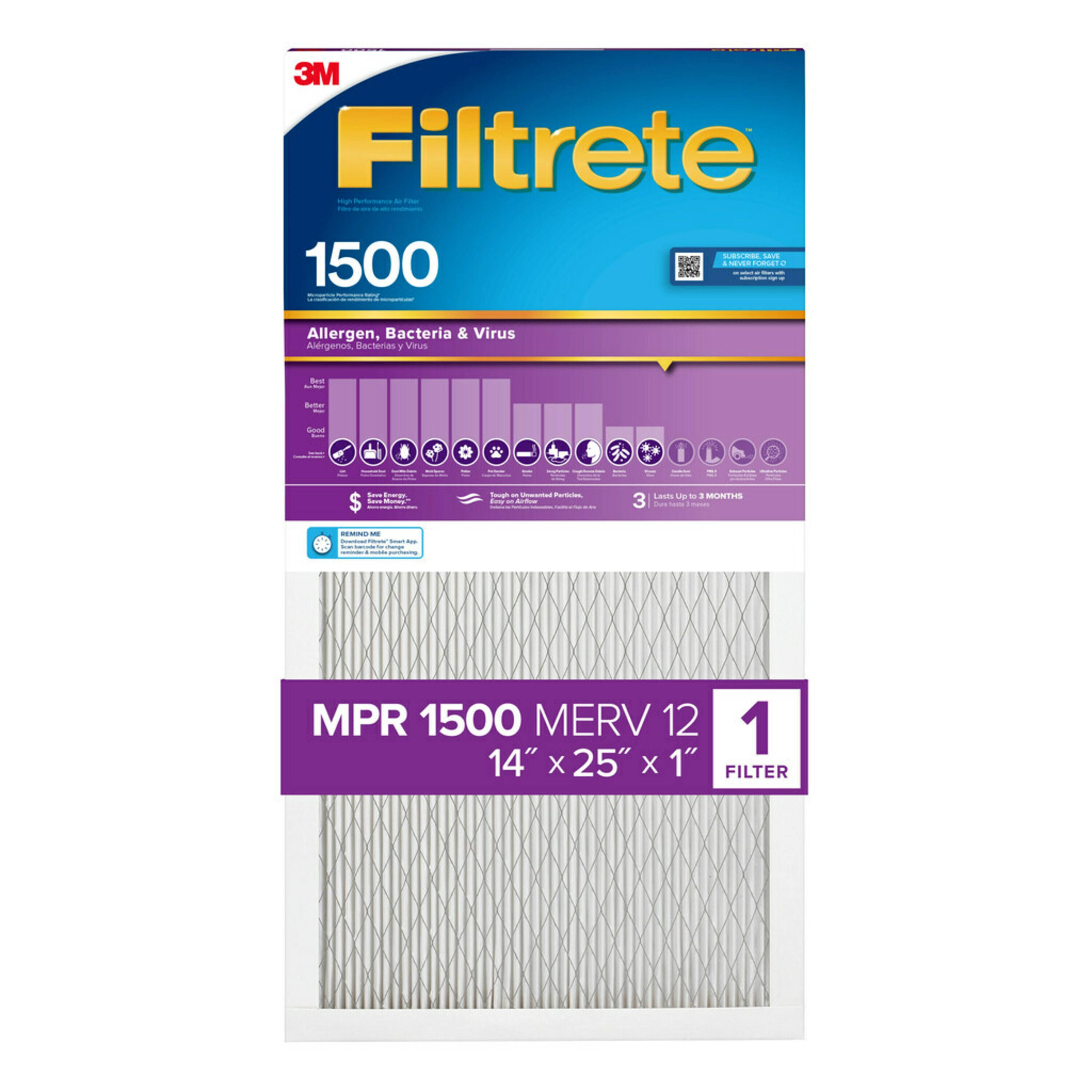 Filtrete 14-in x 25-in x 1-in Healthy Living Electrostatic Pleated Air Filter