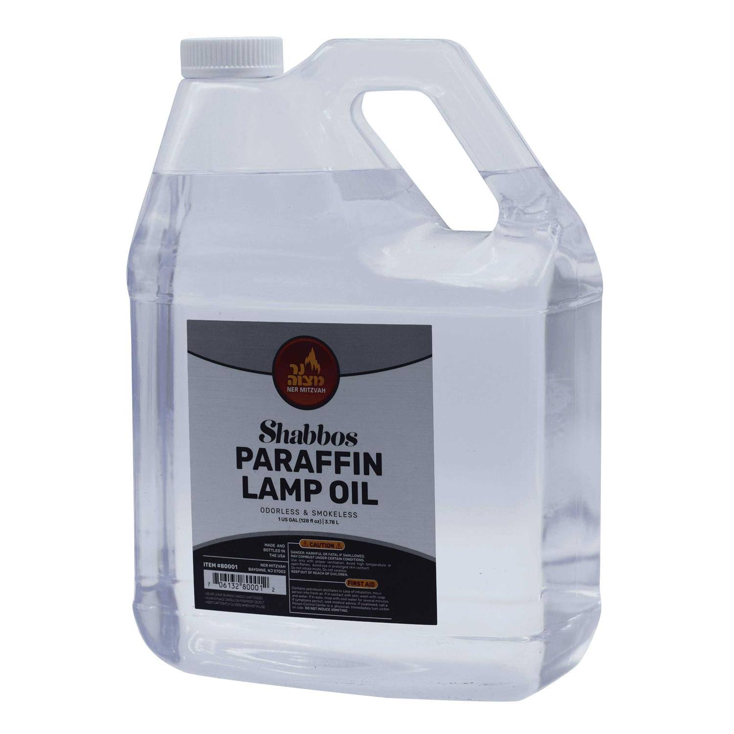 Ner Mitzvah 1 Gallon Paraffin Lamp Oil- Clear Smokeless, Odorless, Clean Burning Fuel