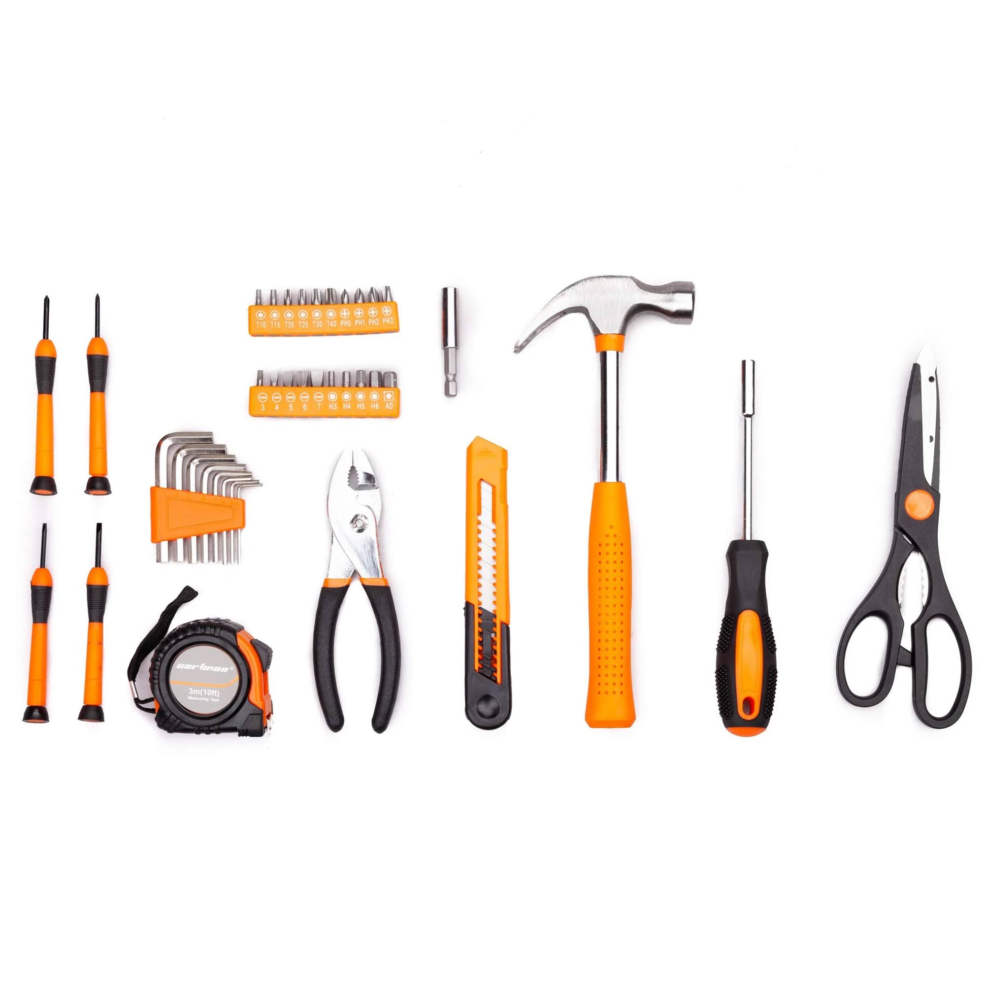 Cartman Orange 39-Piece Tool Set- General Household Hand Tool Kit with Plastic Toolbox