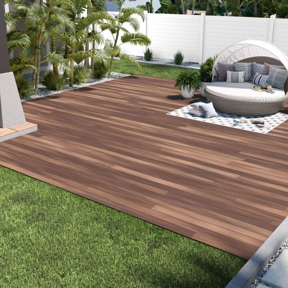 InstaDeck 4 ft. x 4 ft. Composite Outdoor Flooring Tropical Walnut