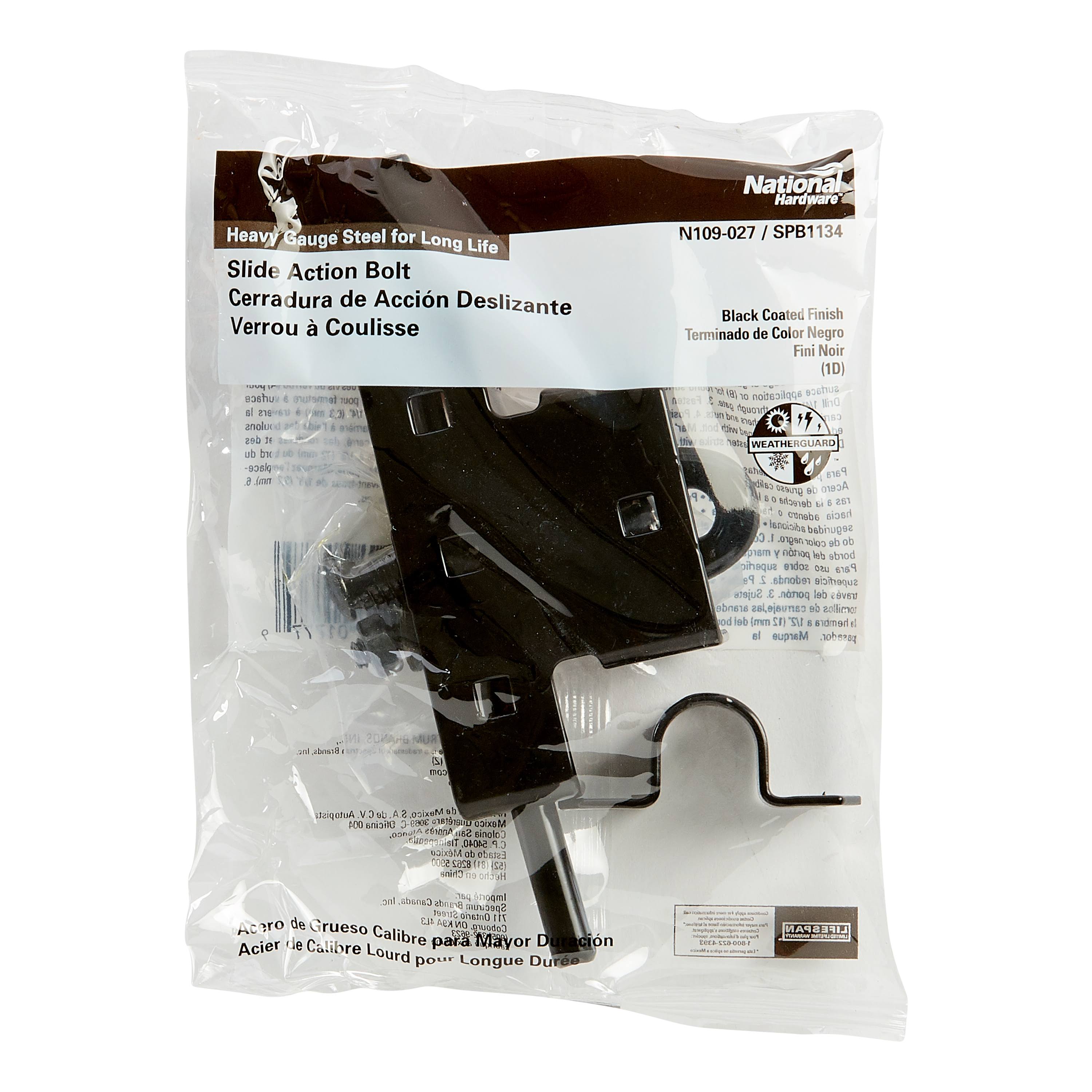National Hardware N109-027 Black Sliding Bolt Door/Gate Latch