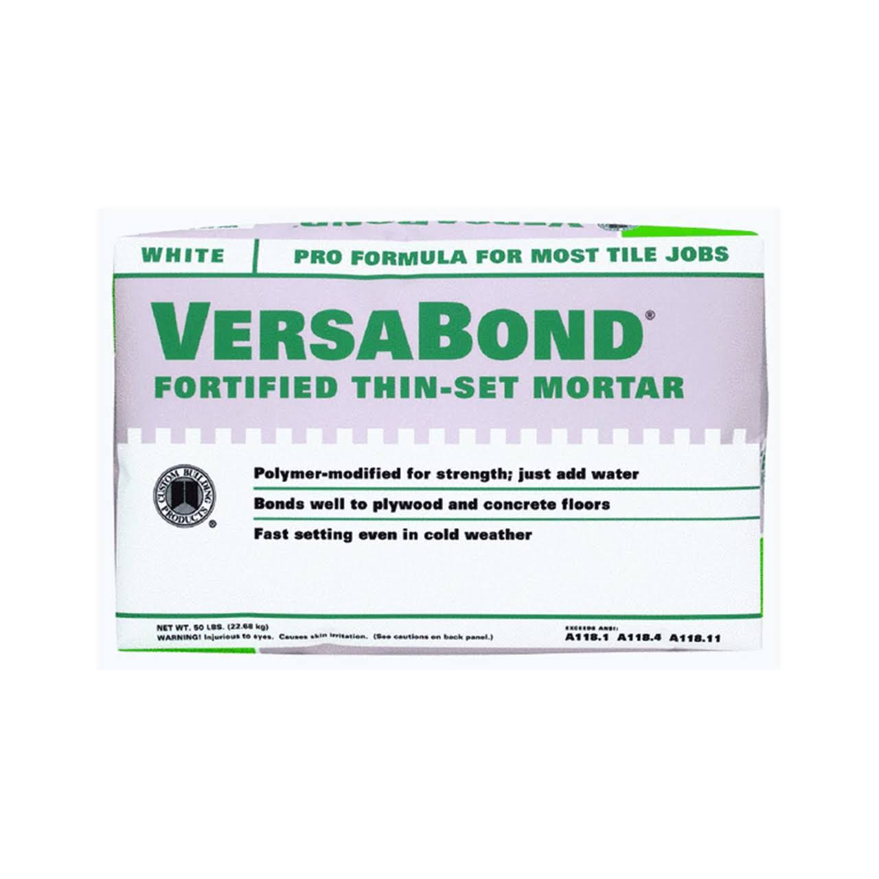 Custom Building Products MTSW50  Versabond Thin-Set Mortar, White- 50 lb box
