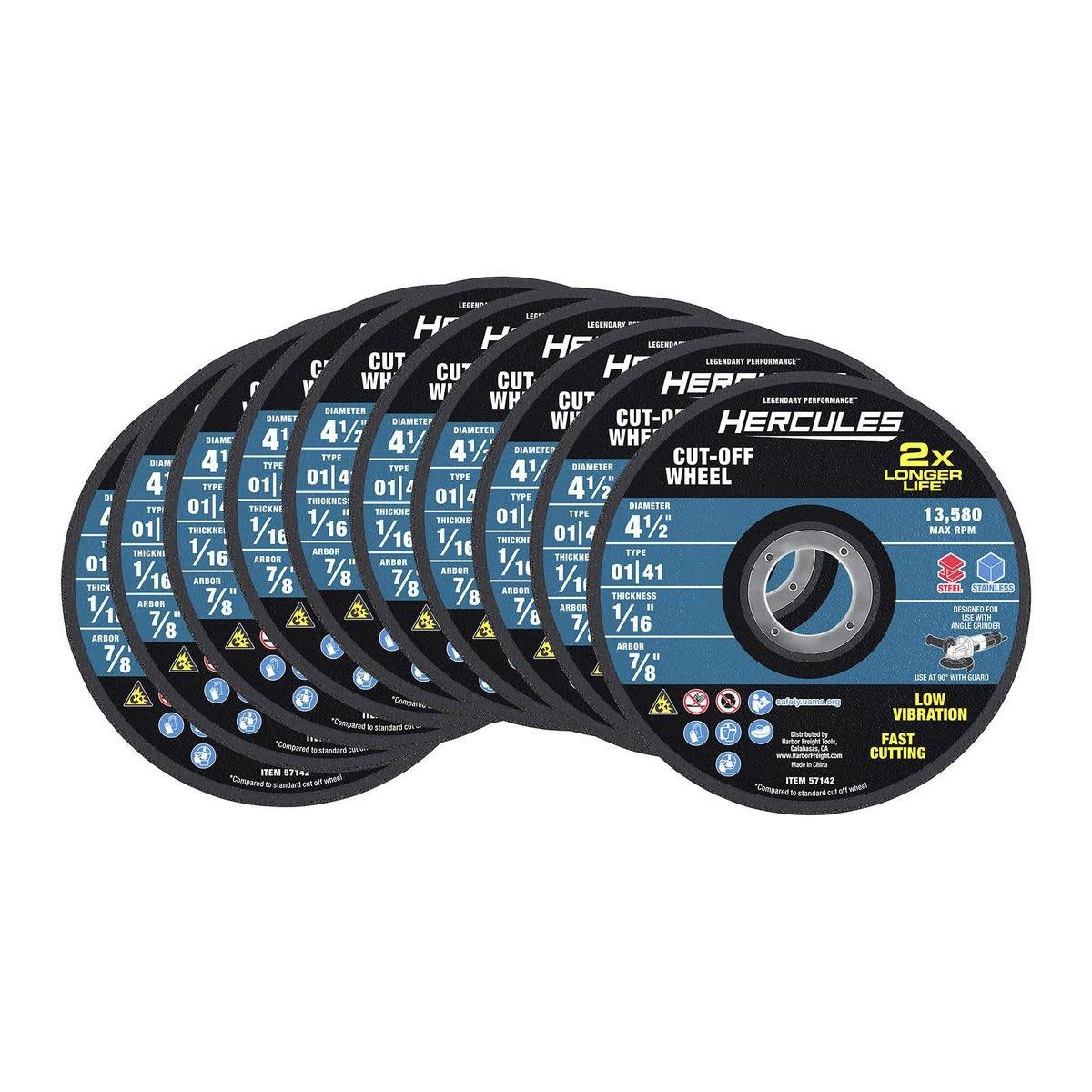 Hercules 4-1/2 in. x 1/16 in. x 7/8 in. Type 01/41 Metal Cut-Off Wheel, 10-Pack 57142