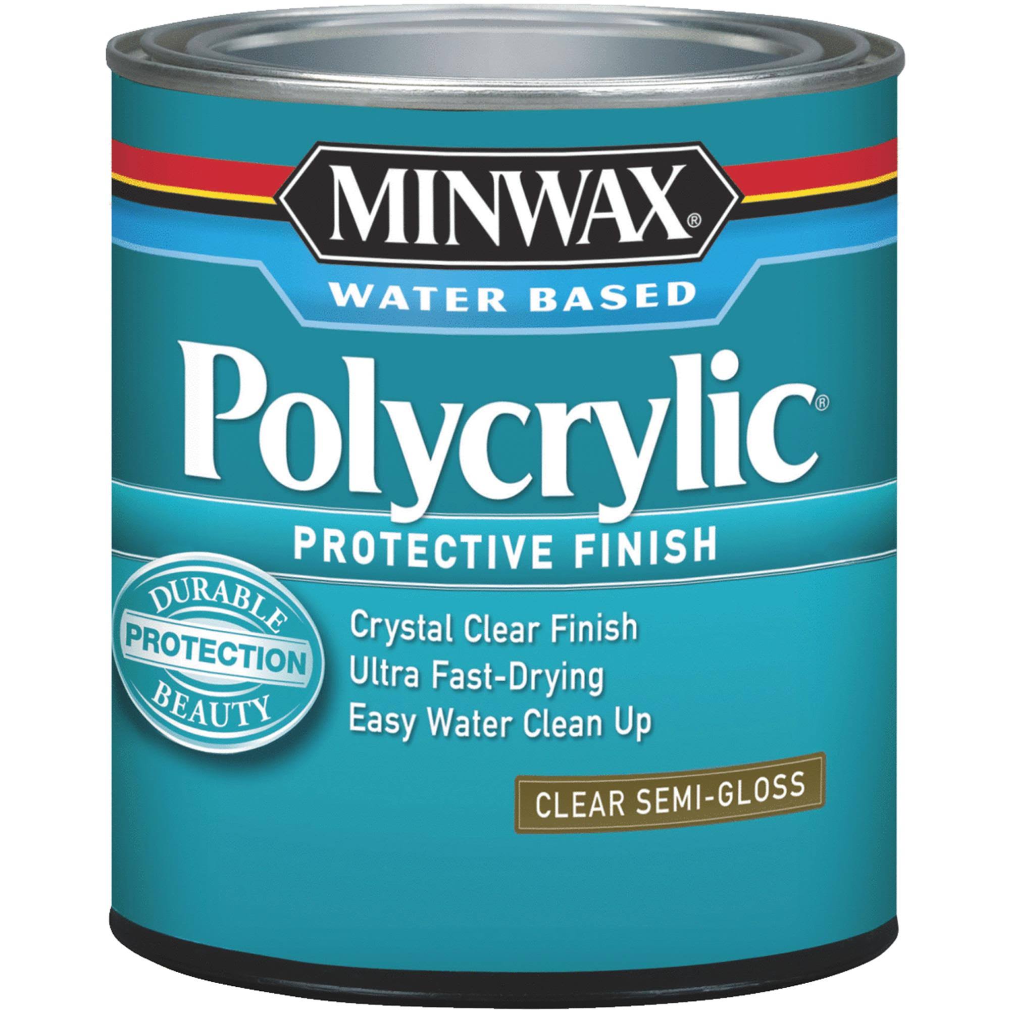 Minwax Polycrylic Protective Finish, Clear Semi Gloss- 1 qt can
