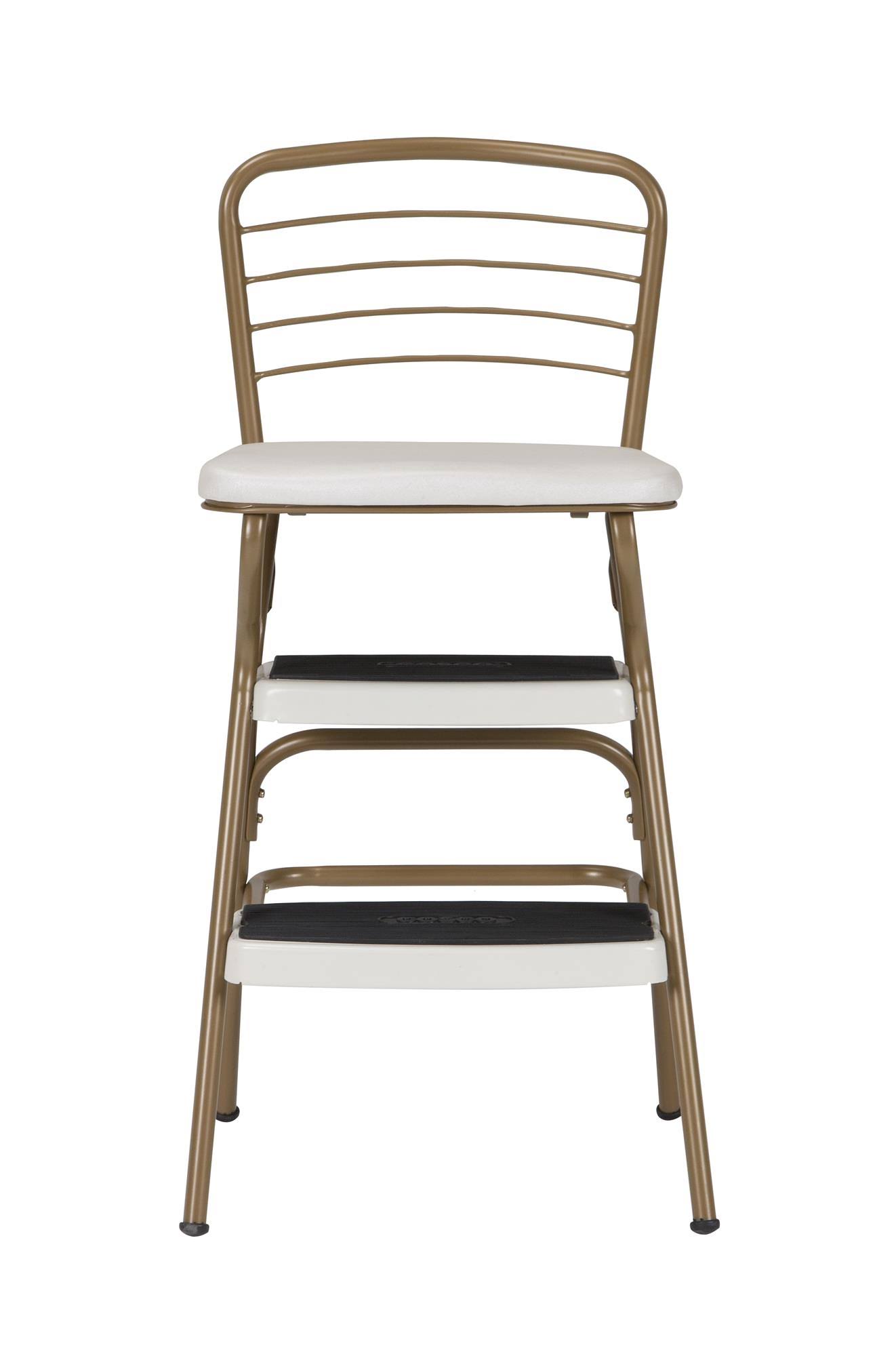 Cosco Stylaire Retro Chair + Step Stool with Flip-Up Seat, Gold
