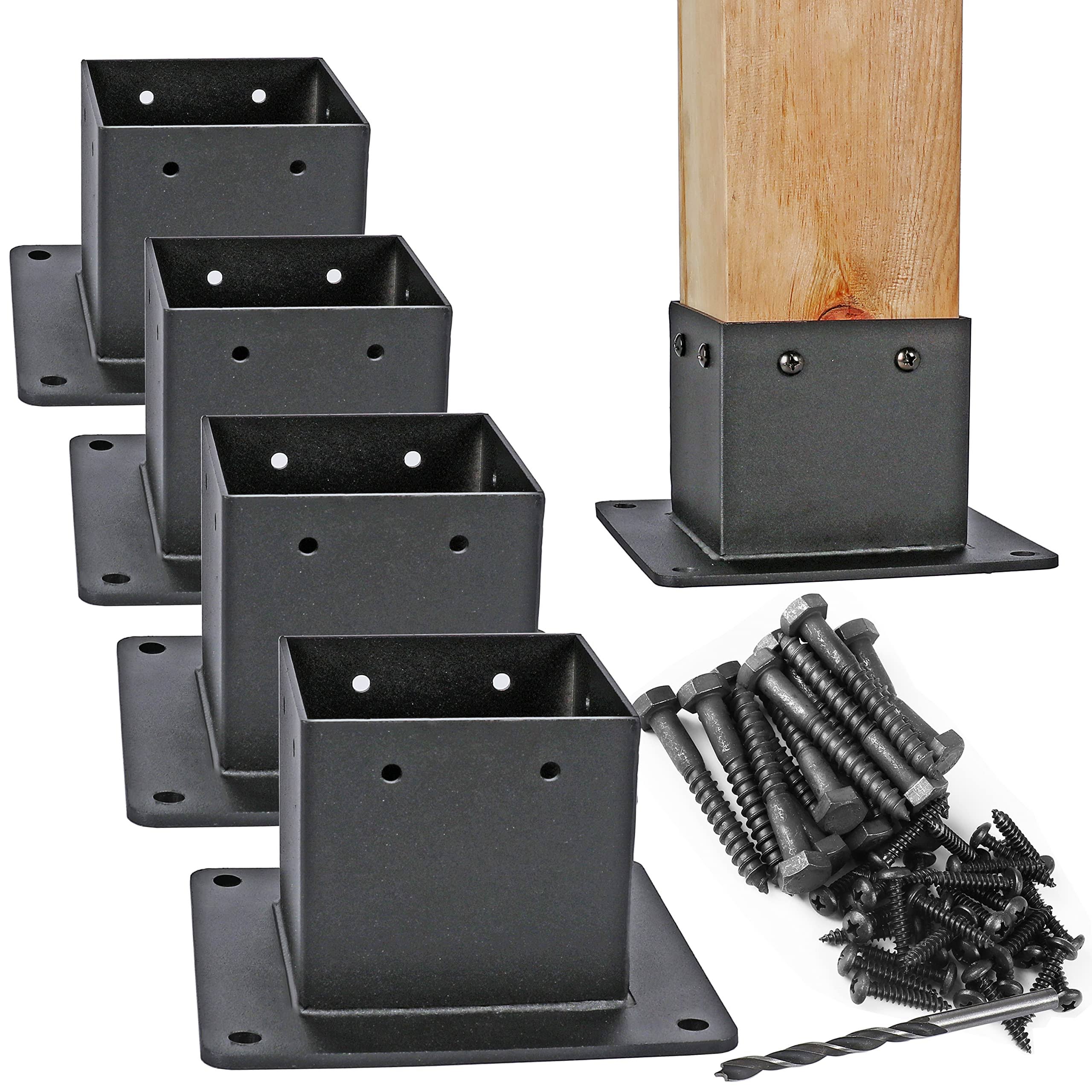 Antsky 4A actuali 3 5A 5Inch Post Stainless Steel Flange Anchor Base with Screws for Deck Railingi Black Finish 4 Pack at MechanicSurplus.com