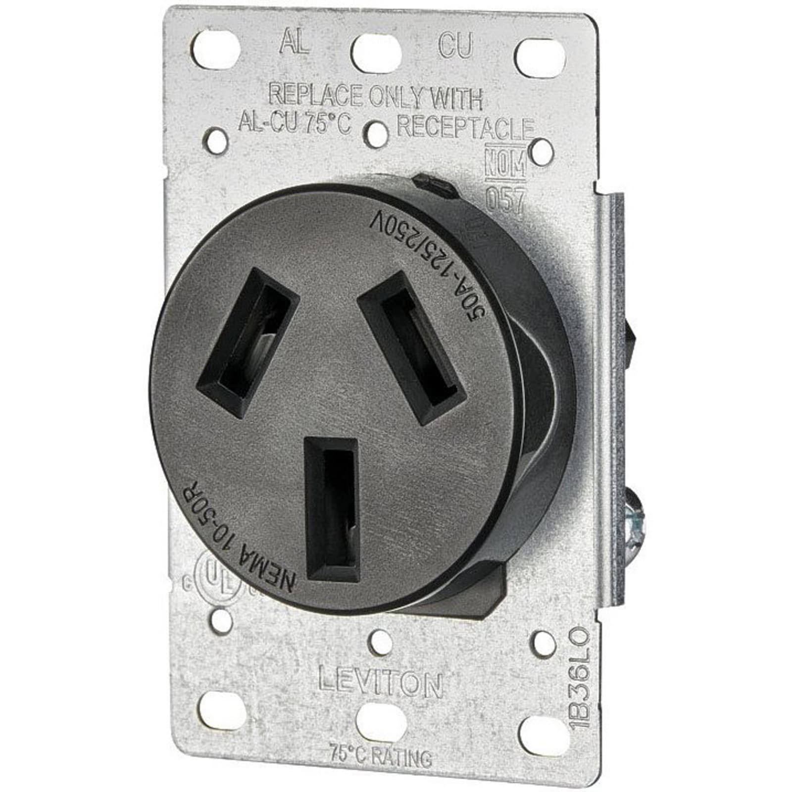 Leviton Flush Mount Receptacle- 50 Amp- Black