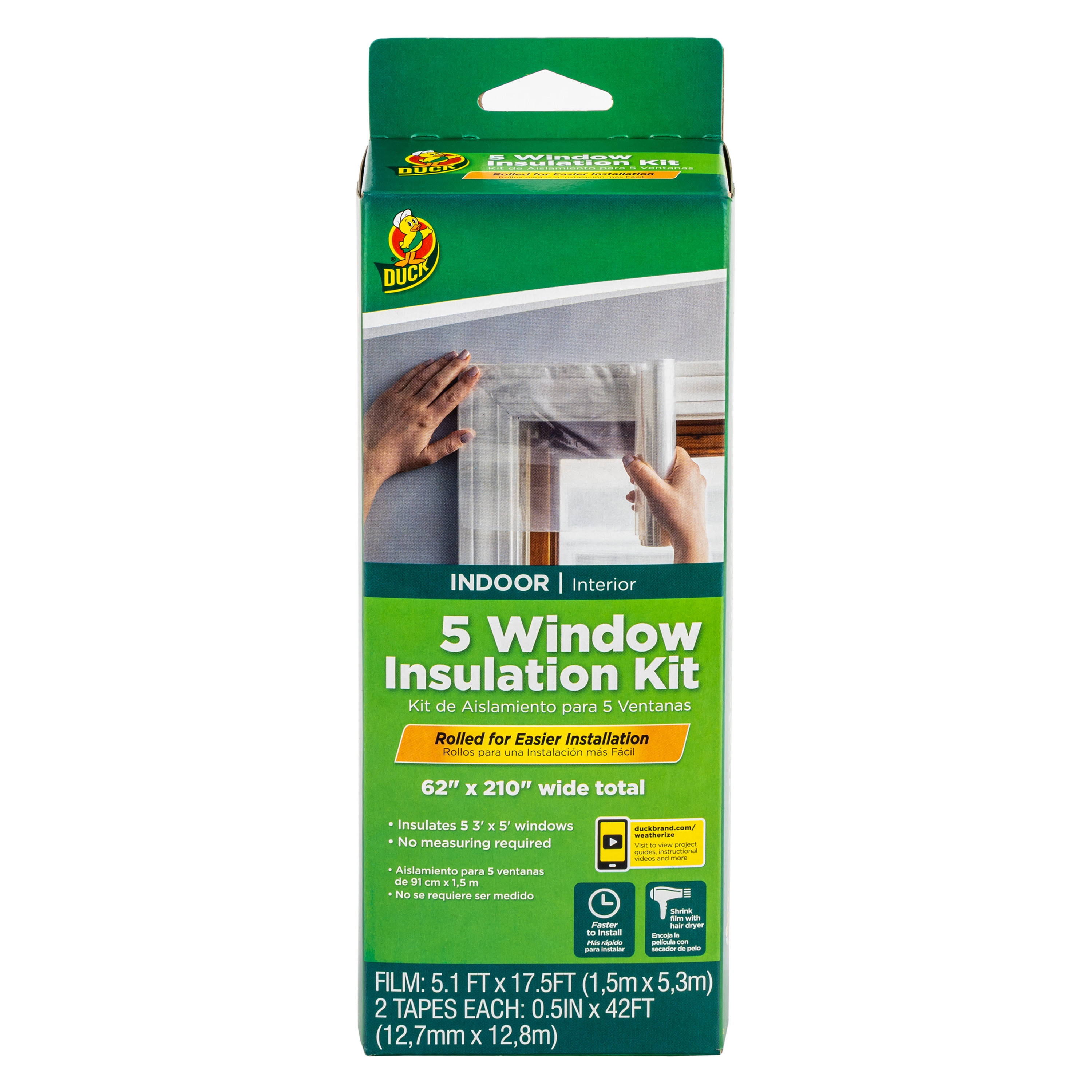 Duck Brand 62 in. x 210 in. Rolled Insulation Film Window Kit, Fits Up to 5 Windows, Size: 62 inch x 210 inch
