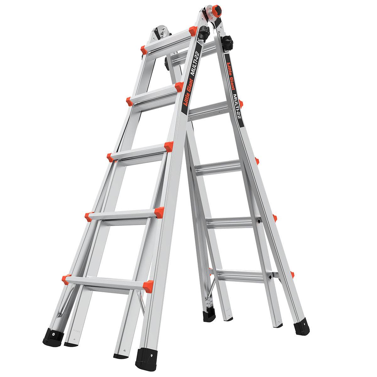 Little Giant Ladders Multi M22 Aluminum 22-ft Reach Type 1a- 300-lb Capacity Telescoping Multi-Position Ladder 16522-002