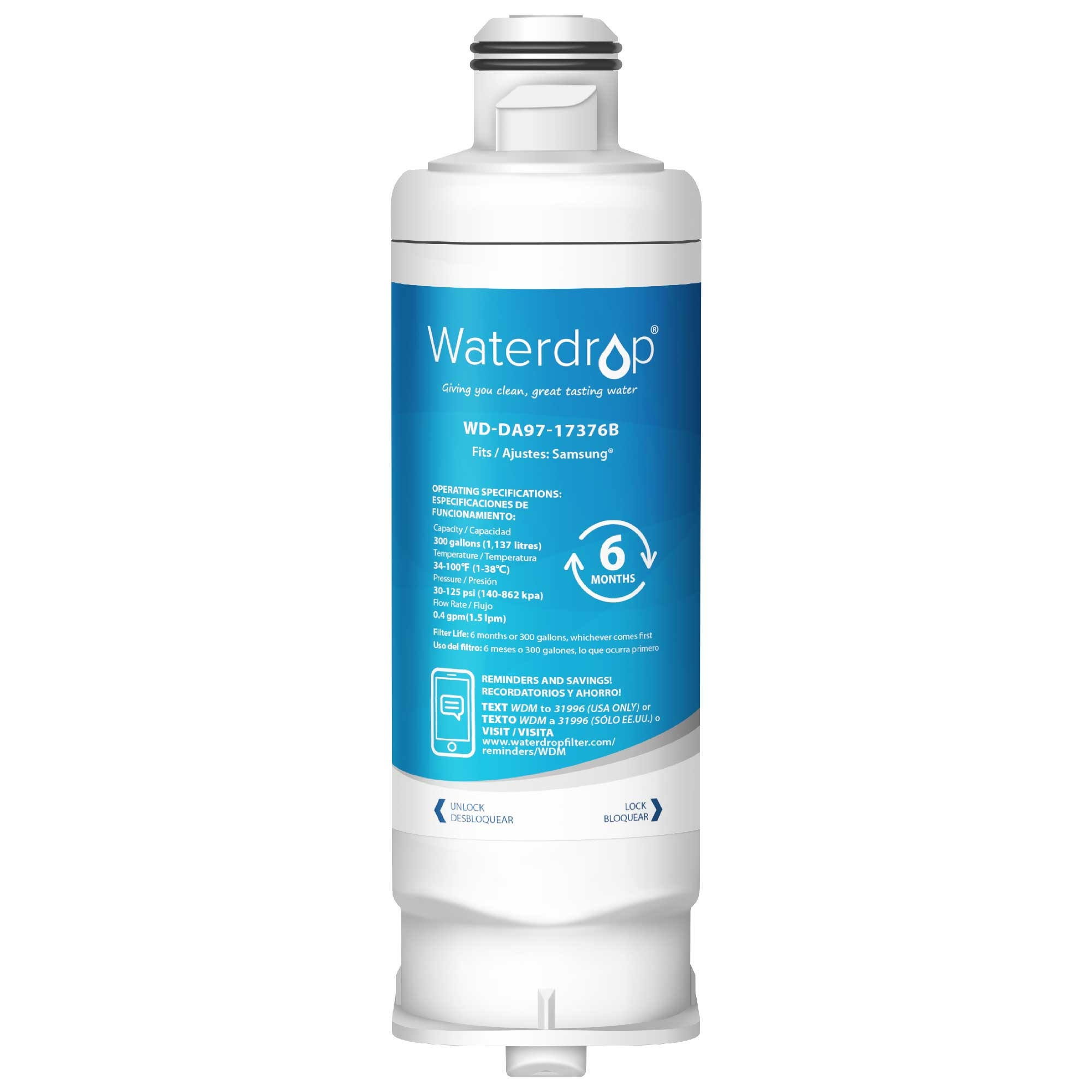 Waterdrop DA97-17376B Refrigerator Water Filter, Compatible with Samsung Da97-17376b, DA97-08006C, HAF-QIN, HAF-QIN/EXP