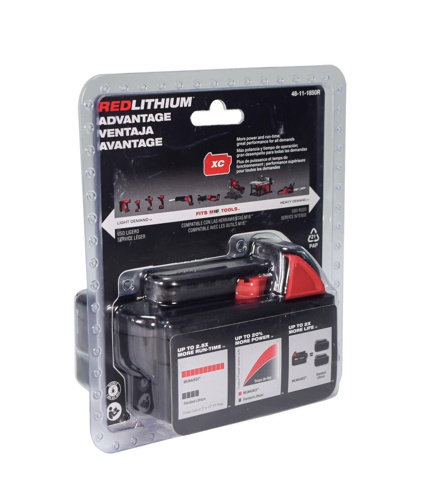 Home Garden Milwaukee M18 REDLITHIUM 48-11-1850R 5.0 Ah Batteries 5.0 18V 48-11-1852 (2 Pack)