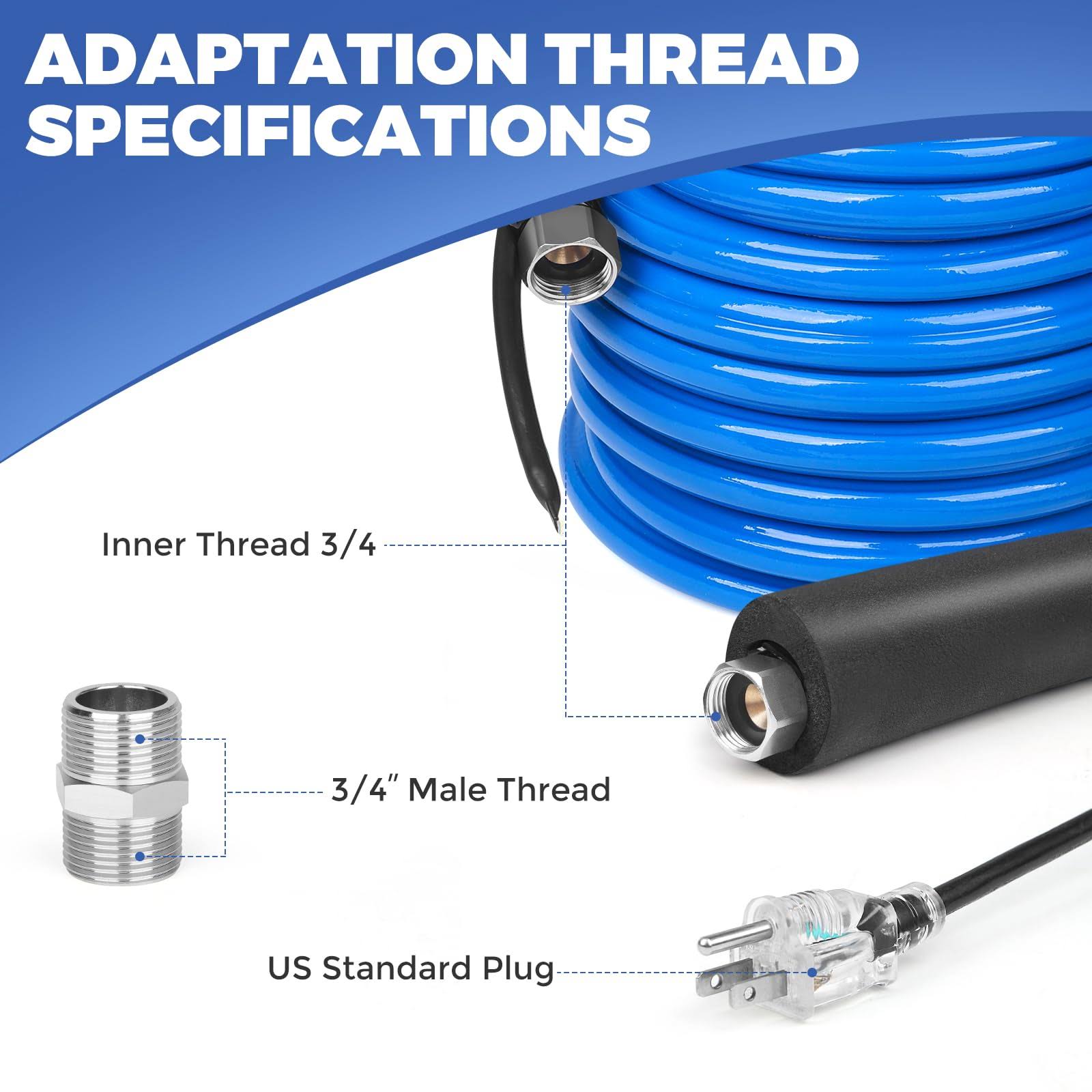 Wufoty 75ft Heated Water Hose for RV,Heated Drinking Water Hose with Thermostat,Lead and BPA Free,1/2