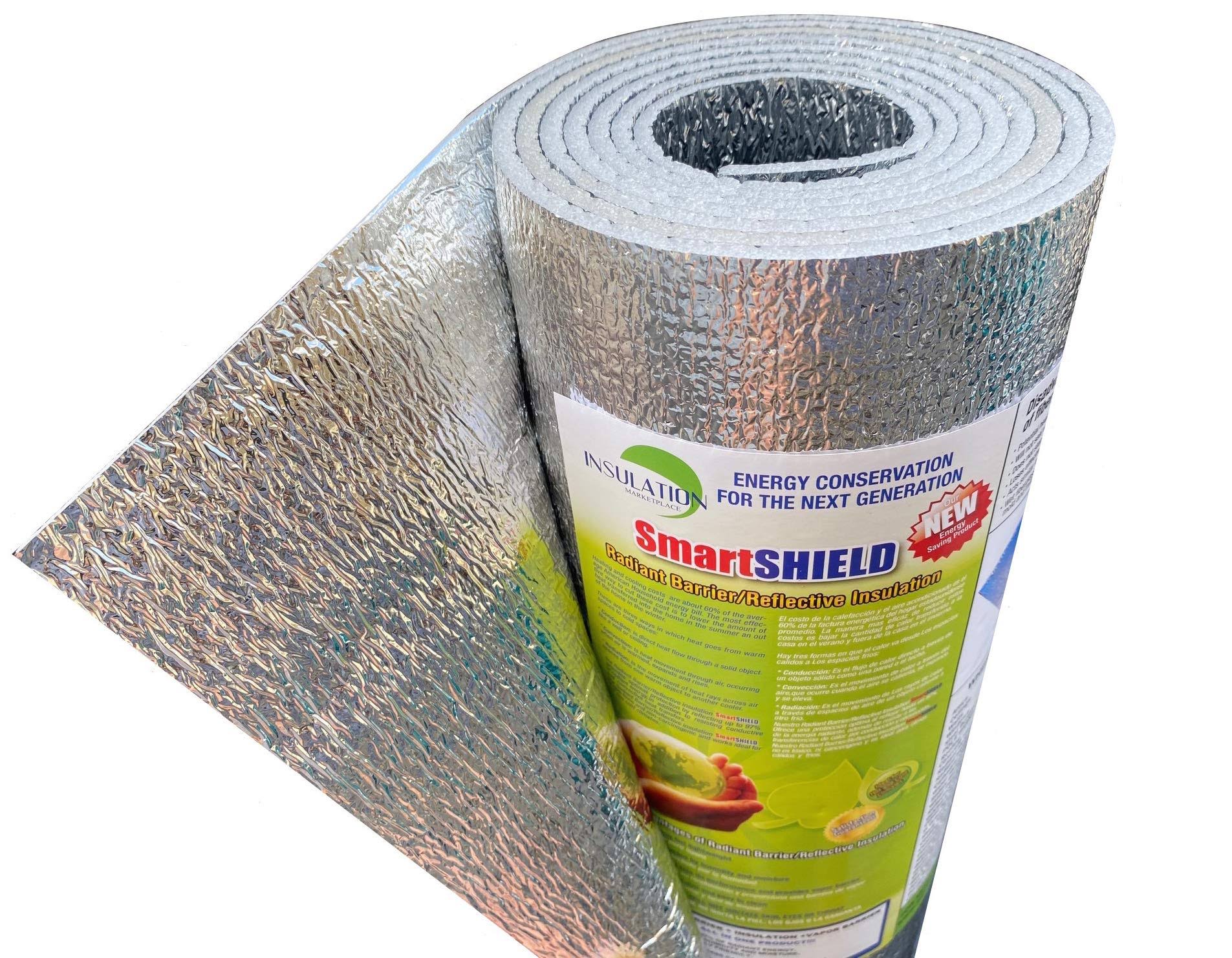 Insulation Marketplace SmartShield-3mm 24inx10ft ReflectiveINSULATION Roll, Foam Core Radiant Barrier, ThermalINSULATION Shield- Engineered Foil
