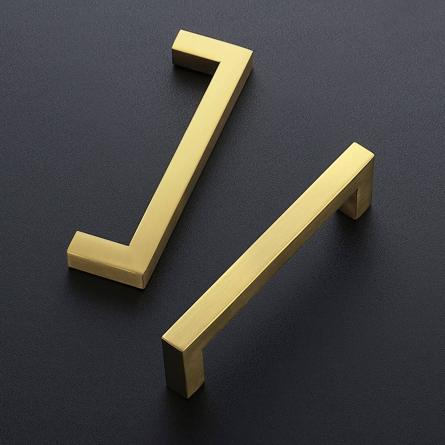 Modern Cabinet Handles Brushed Brass Kitchen Square Drawer Pulls