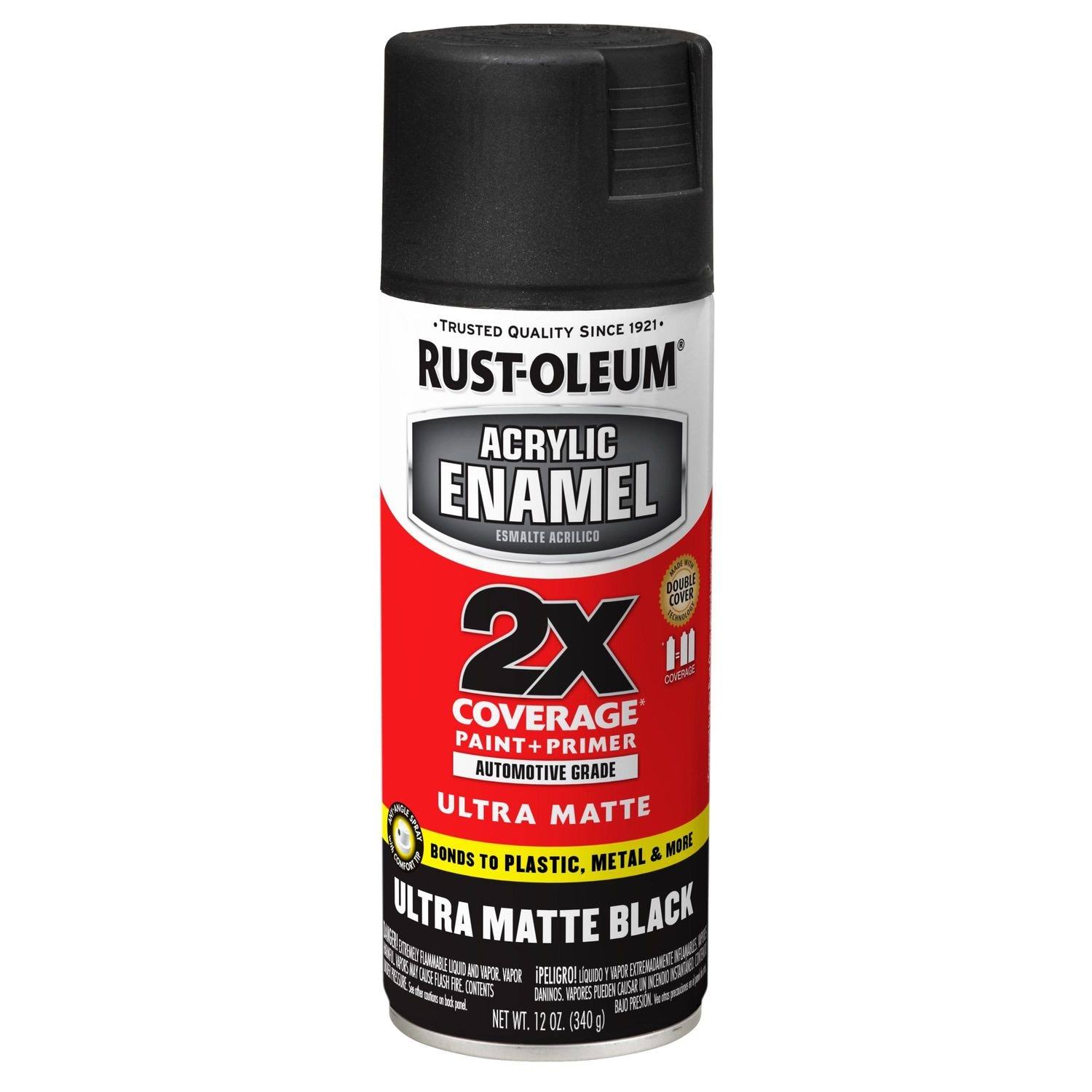 Rust-Oleum Acrylic Enamel 2x Spray Paint- Ultra Matte Black- 12 oz.