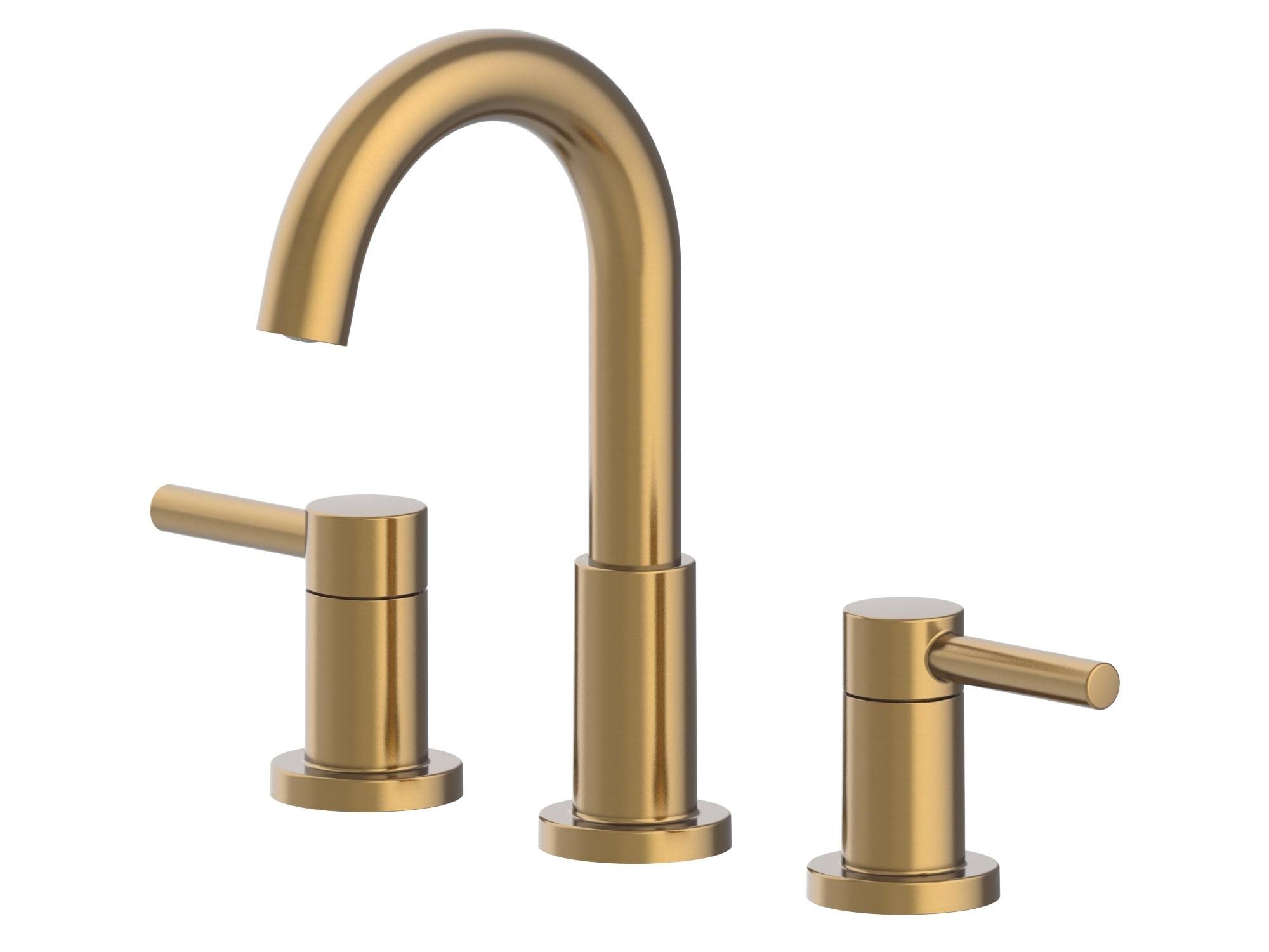 Allen + Roth Brushed Gold 2-Handle Widespread WaterSense Mid-Arc Bathroom Sink Faucet with Drain
