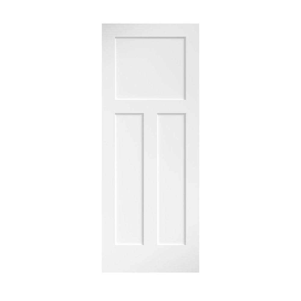 EightDoors 80 inch x 30 inch x 1-3/8 inch 5-Panel Shaker White Primed Solid Wood Core Interior Slab Door