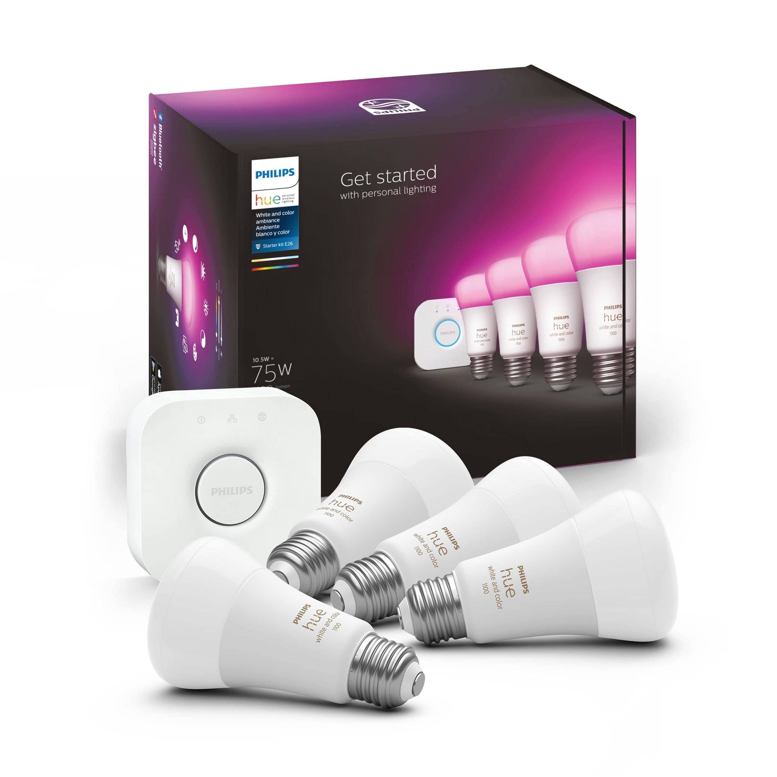 Philips- Hue 75W A19 Smart LED Starter Kit- White and Color Ambiance