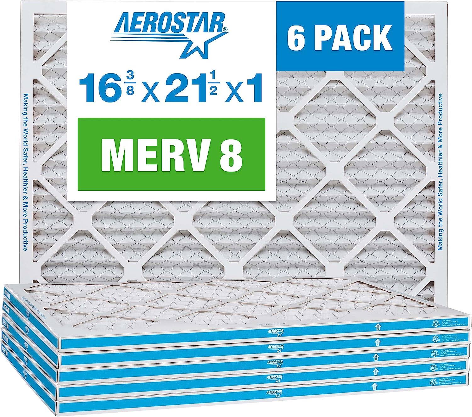 Air Filters, 16 3/8 x 20 1/2 x 1, 6/Pack