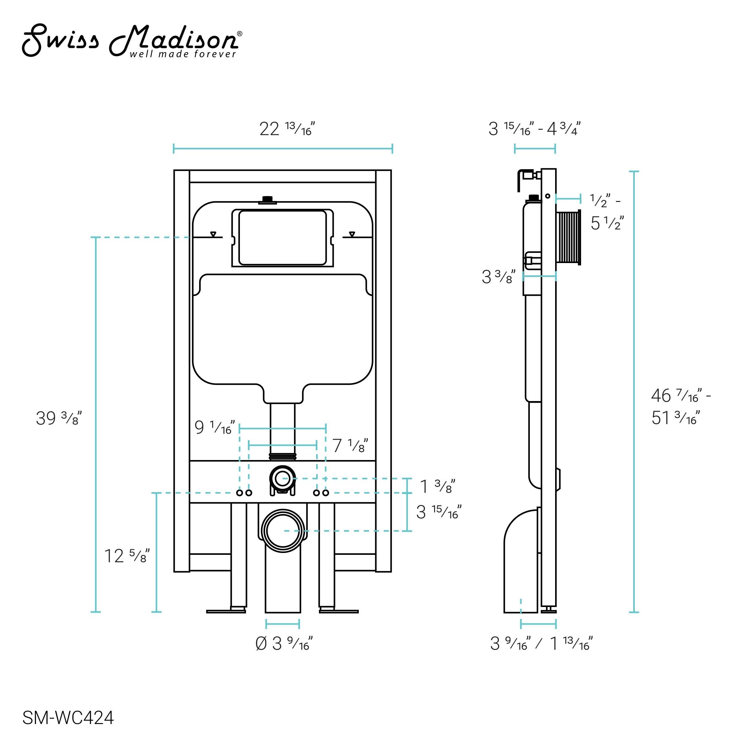 Swiss Madison St. Tropez Wall Hung Elongated Toilet Bowl Only in Glossy White