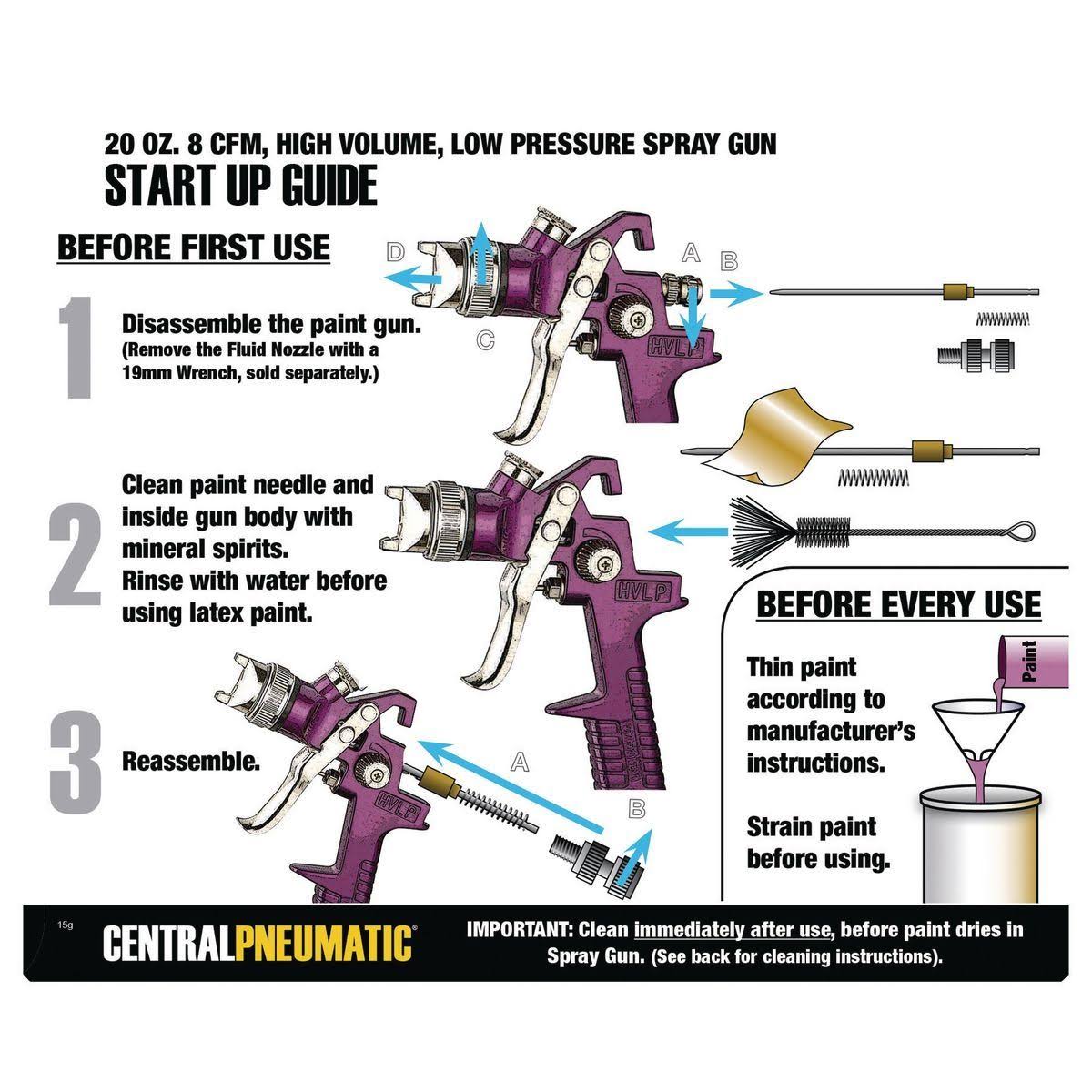 Central Pneumatic 20 fl. oz. HVLP Gravity Feed Air Spray Gun 62300