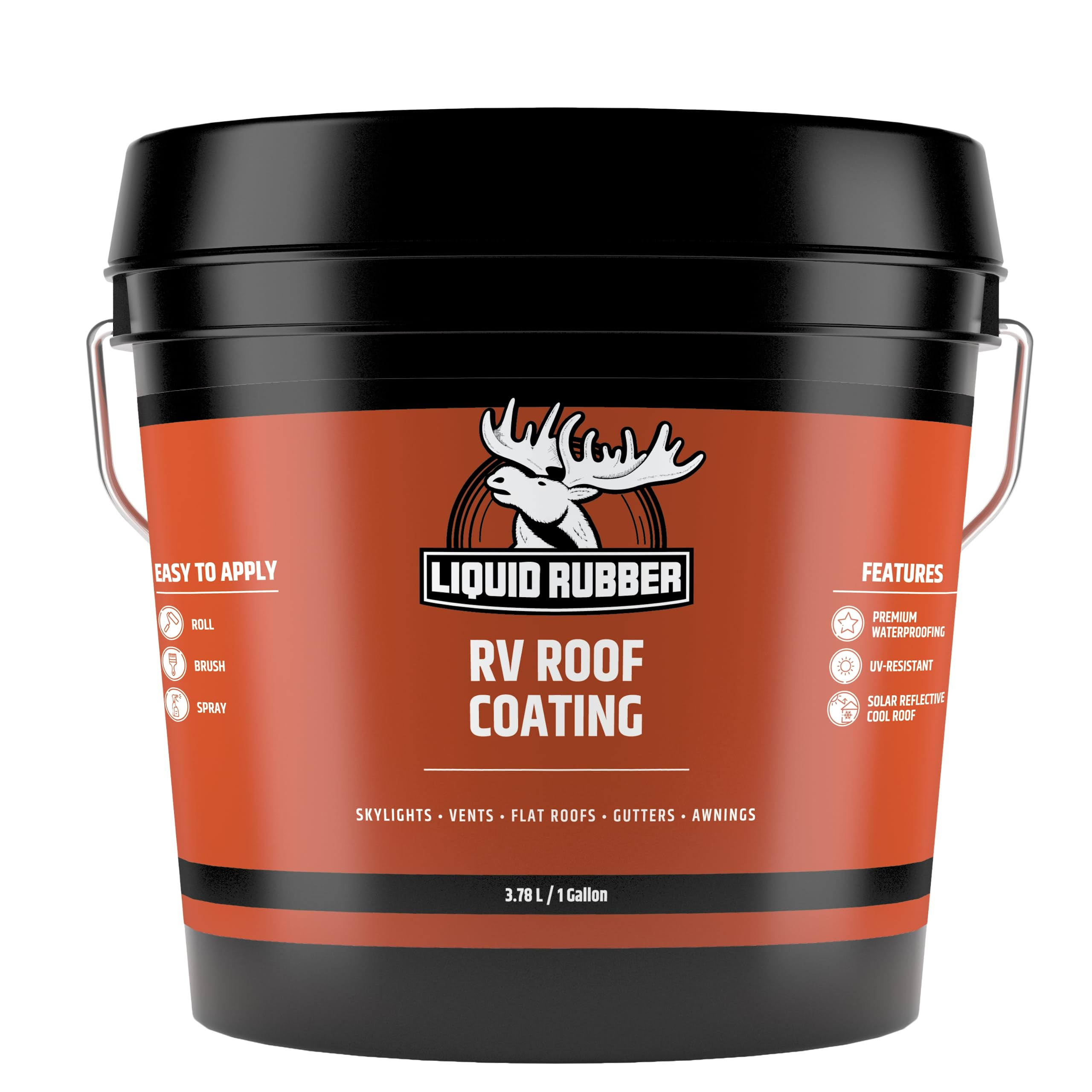 Liquid Rubber RV Roof Coating- Solar Reflective Sealant- Waterproof- Easy to Apply- Brilliant White,1 Gallon