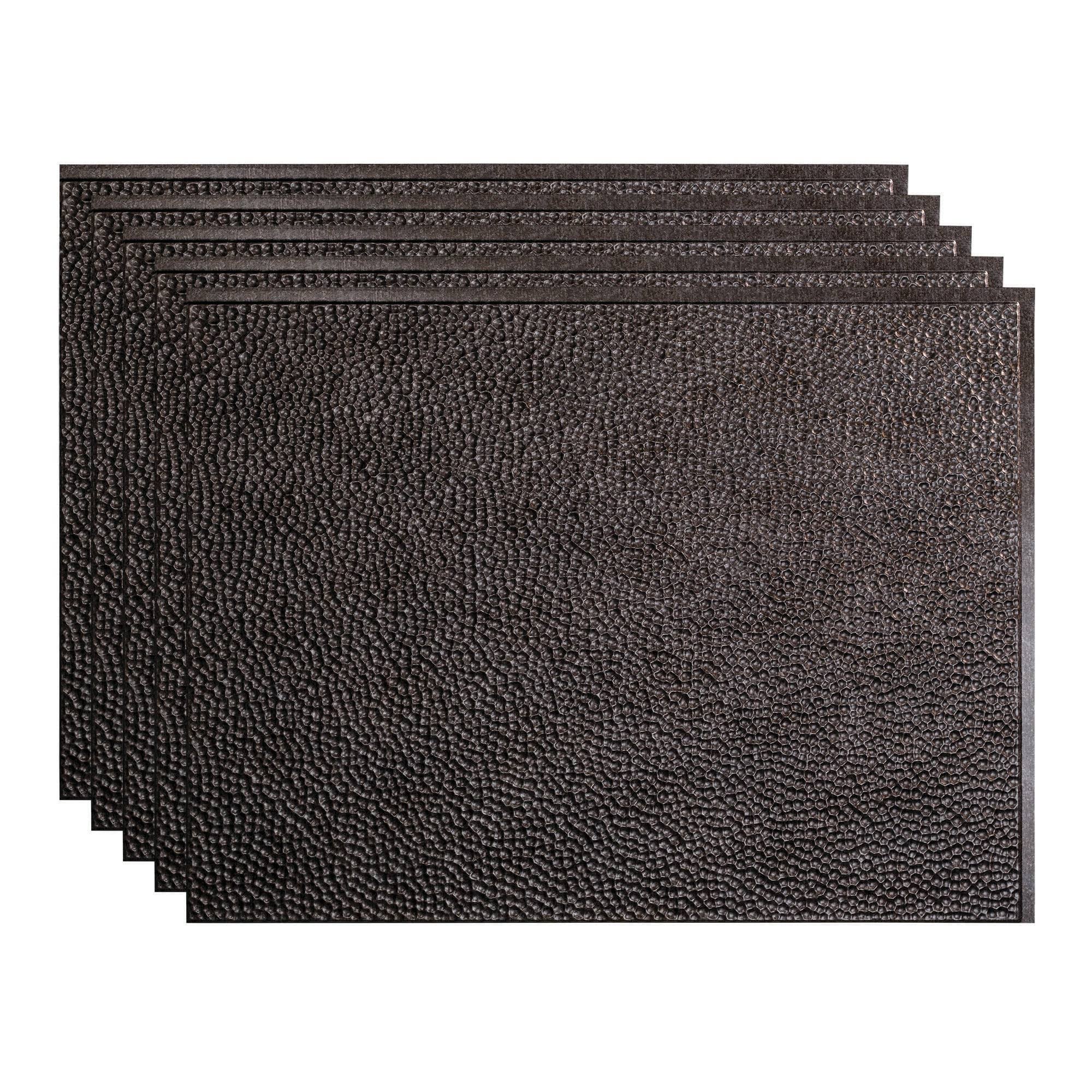 Fasade 18in x 24in Hammered Smoked Pewter Backsplash Panel (5 Pack)