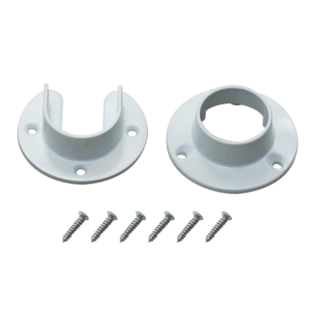 0474251 Closet Rod Flange Set White Fits 1 5/16 Dia. Rod Nip