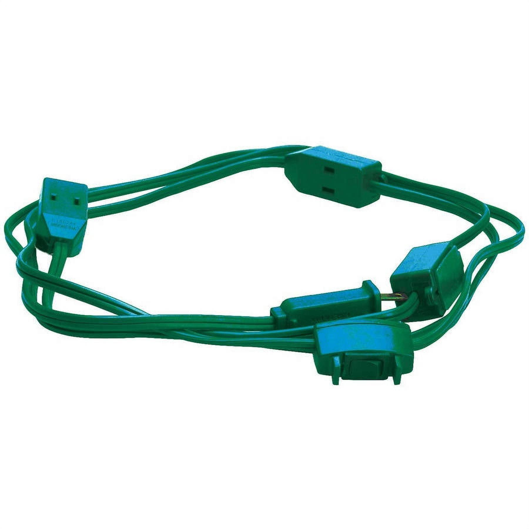 Woods 2189 15 Foot 9 Outlet Indoor Extension Cord, Christmas or Holiday Lights, Green