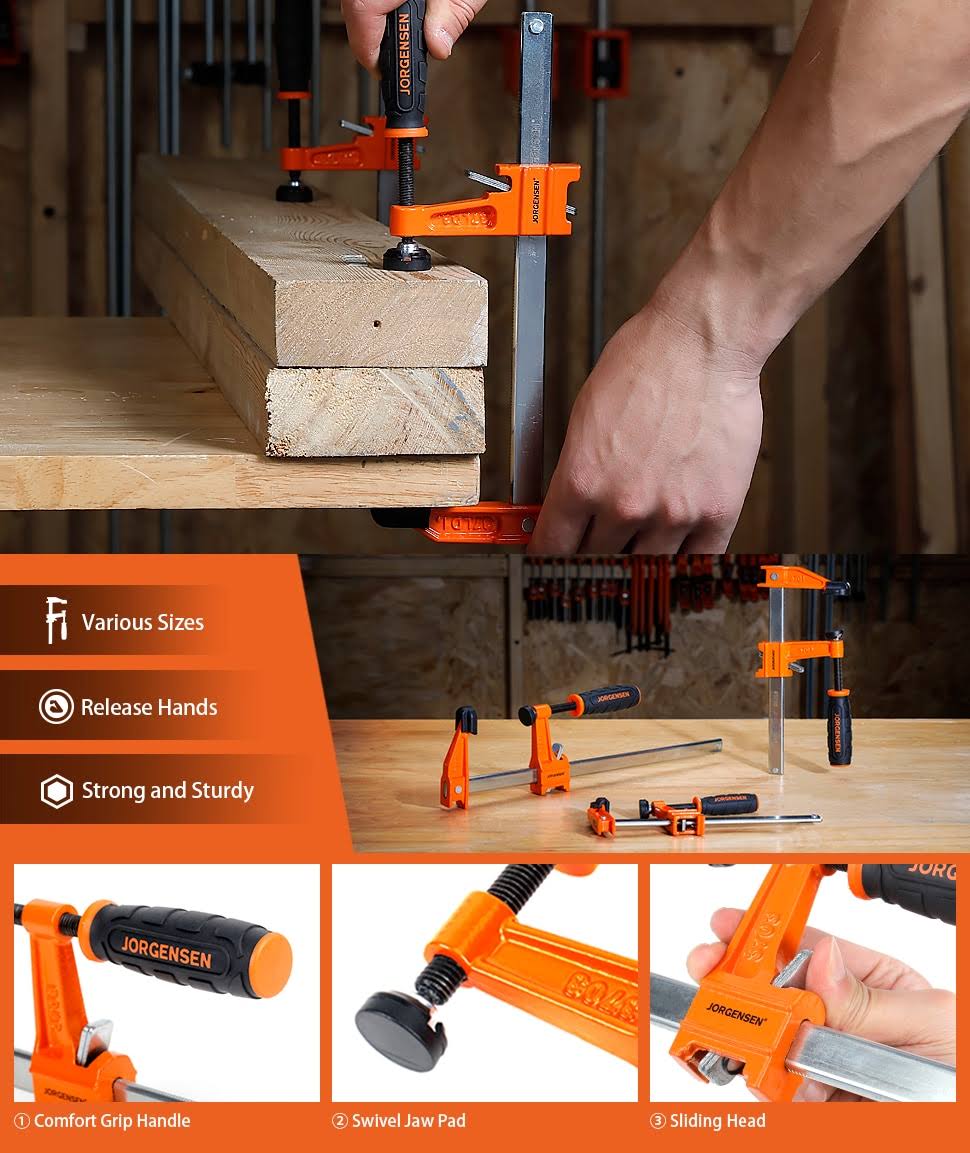 Jorgensen 4-Pack Assorted 3700 Series Bar Clamp in Orange | 93700
