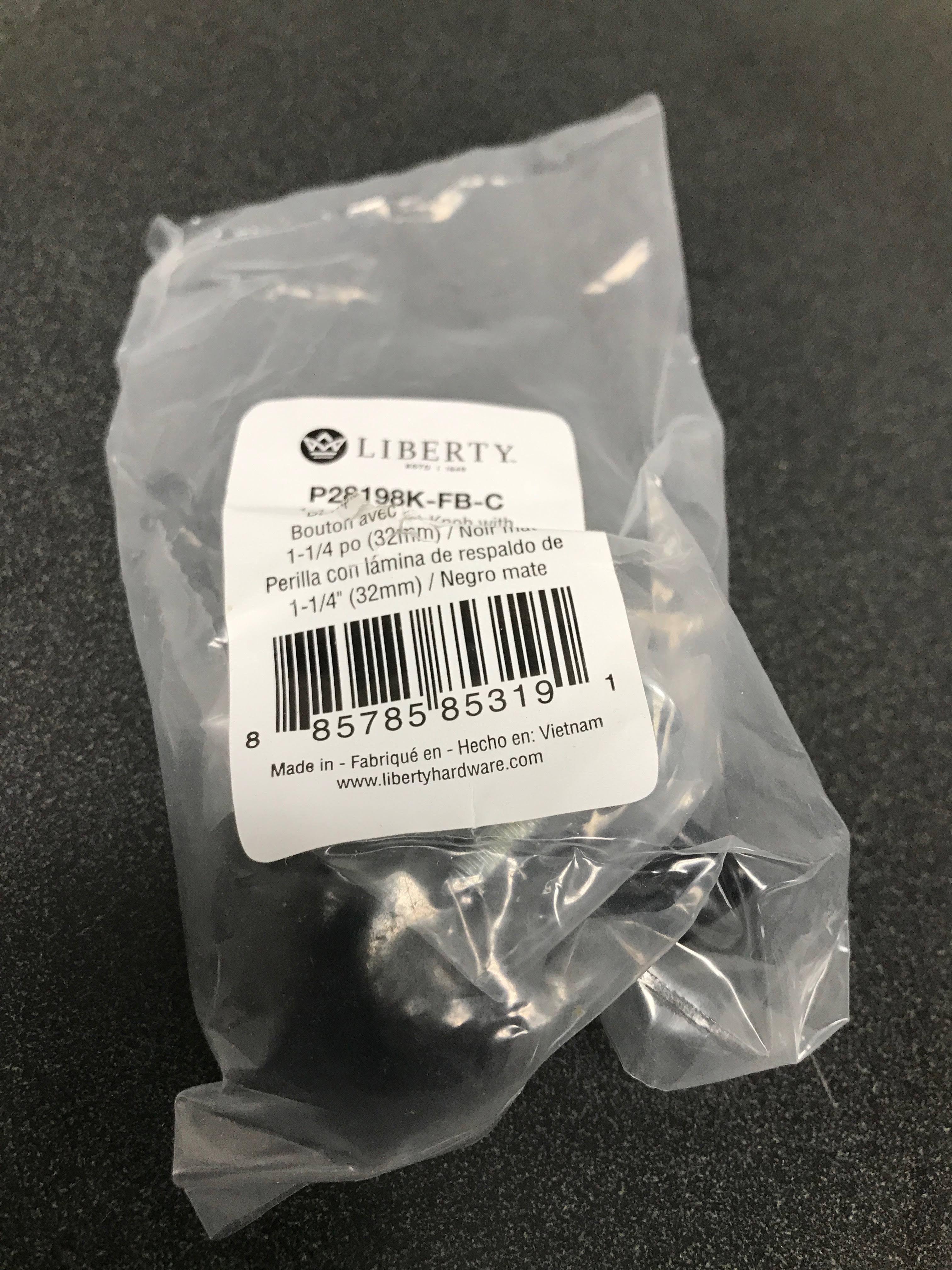 Liberty Hardware P28198K-FB-C Iron Craft 1 inch Oval Cabinet Knob with Backplate- Matte Black