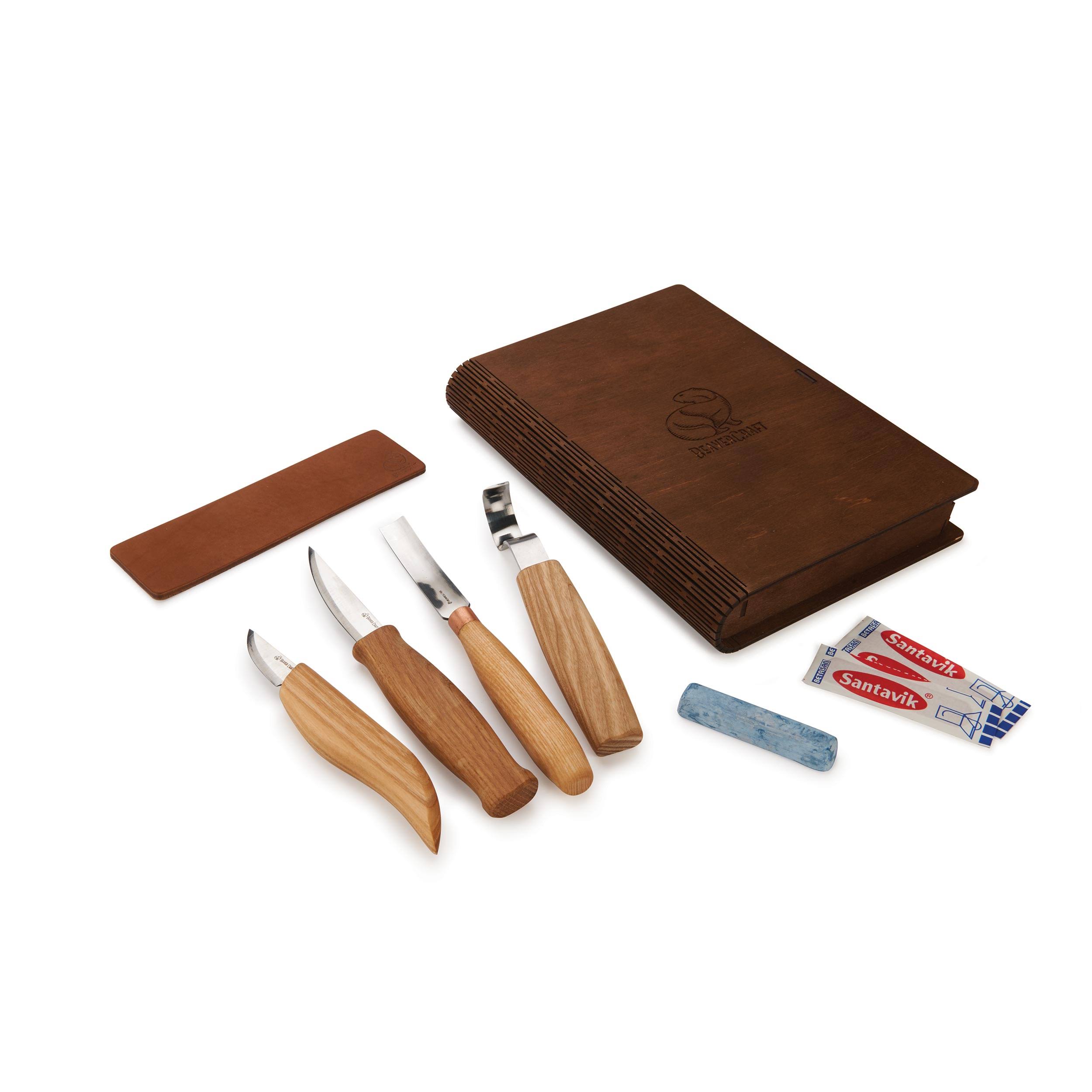 BeaverCraft Spoon and Kuksa Carving Professional Set in Gift Book Box, Size: Small