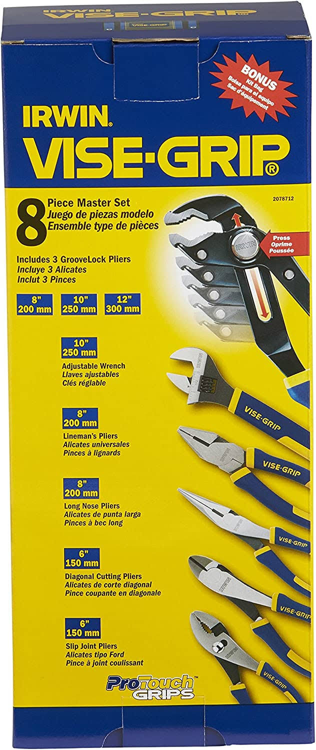 Irwin 2078712 Vise-Grip 8-Piece GrooveLock Pliers Set